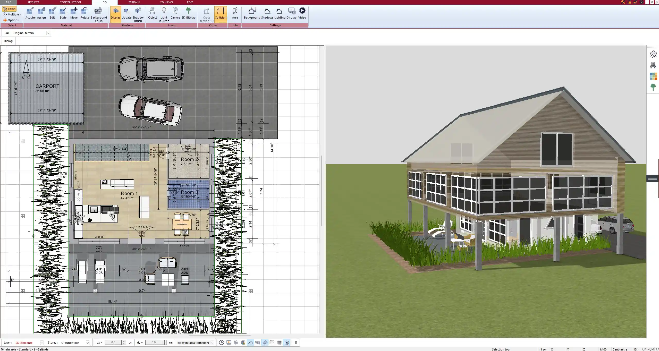 Sloped roof configuration for an alpine chalet – planned using Plan7Architect’s roof editor