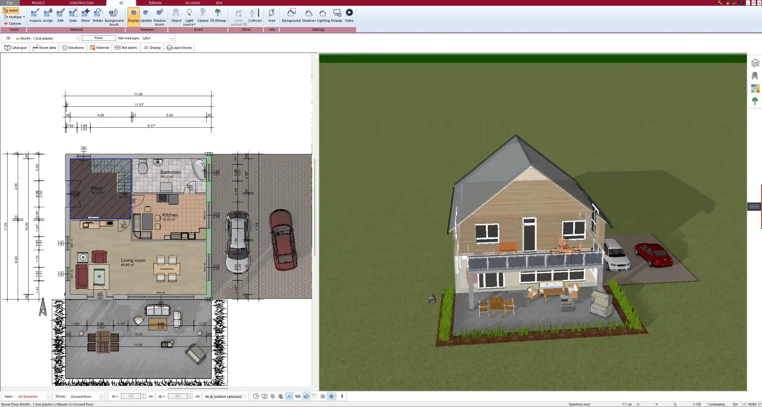 Solid house floor plan created with Plan7Architect – detailed 2D layout with load-bearing walls