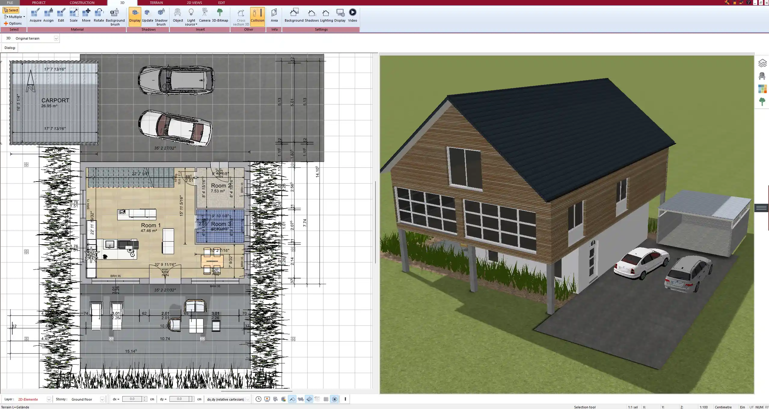 Technical room layout including heat pump and battery system – planned in Plan7Architect