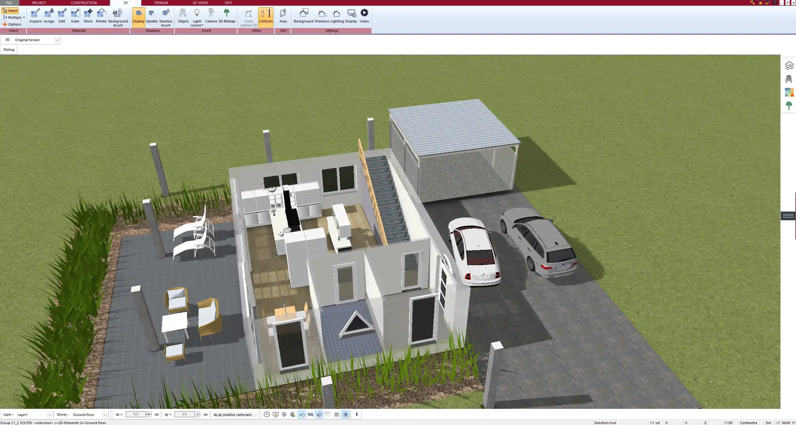 Ventilation and heat pump system layout shown in a Plus-Energy House project with Plan7Architect