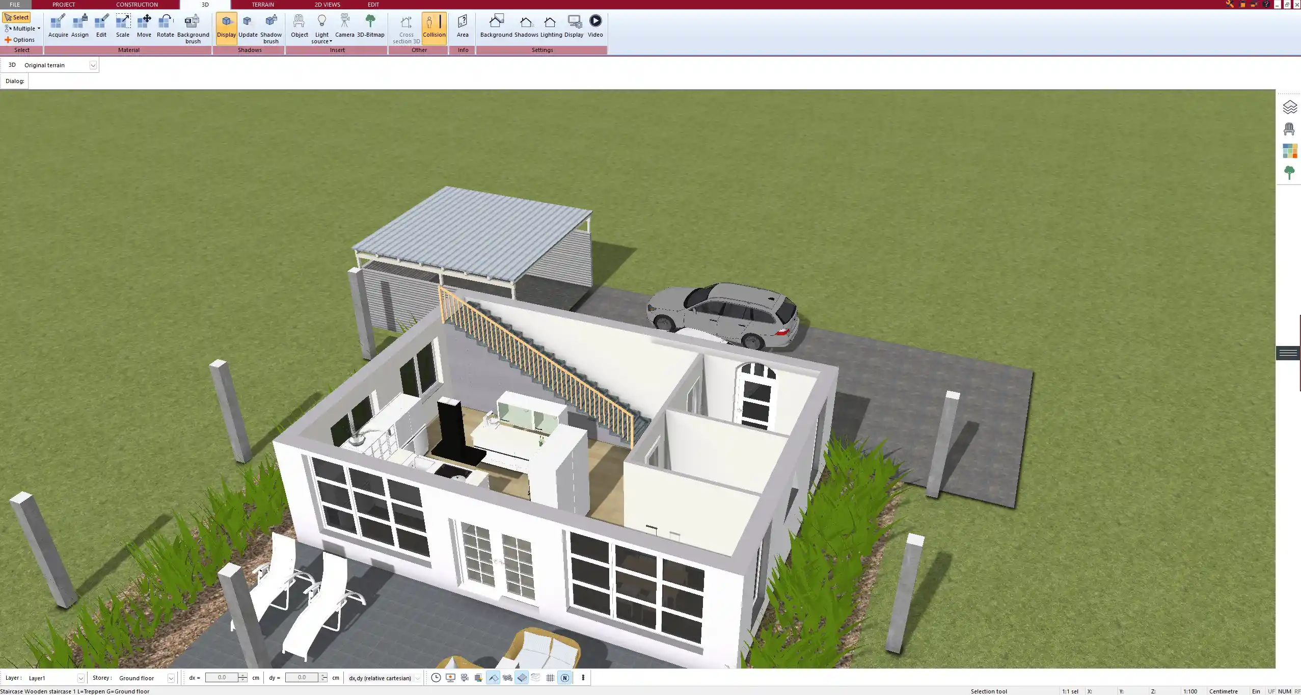 Visualization of kitchen and dining area planned in Plan7Architect’s 3D mode