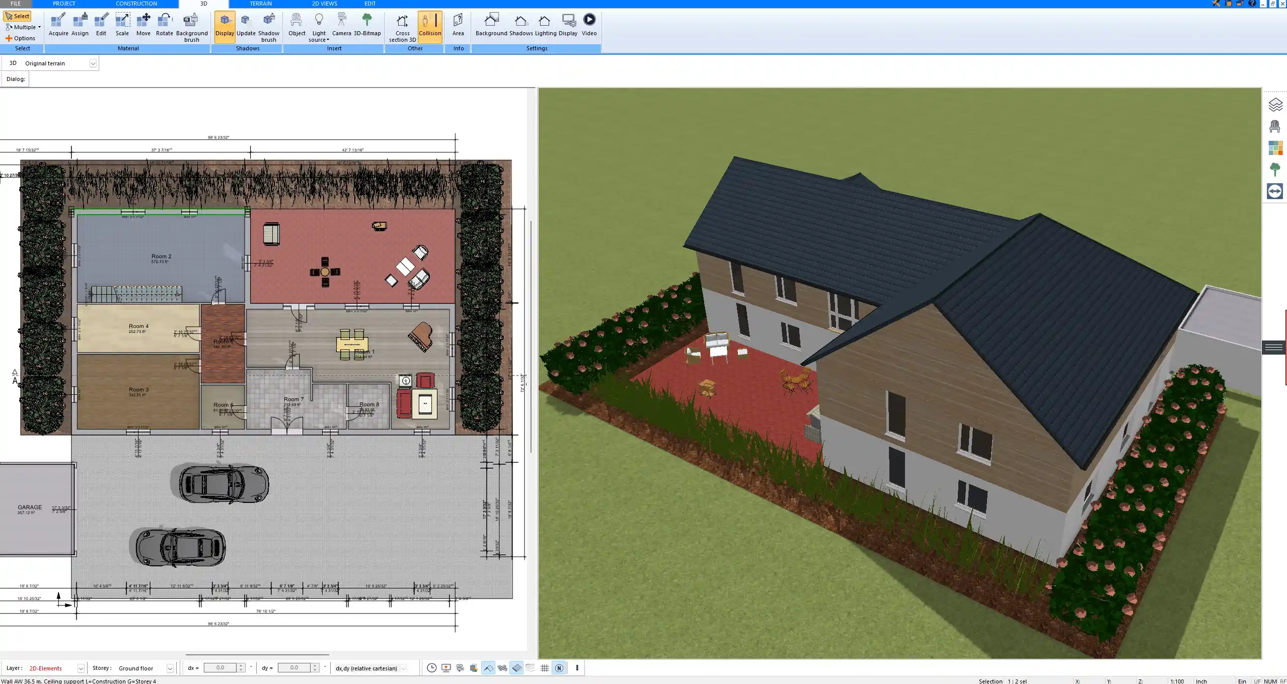 Wall and Window Placement on the New Floor – Planned in Plan7Architect