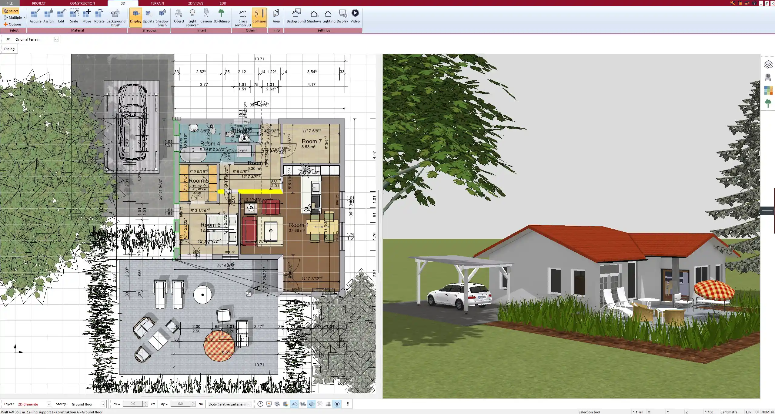 Wall configuration for thick clay construction modeled in Plan7Architect