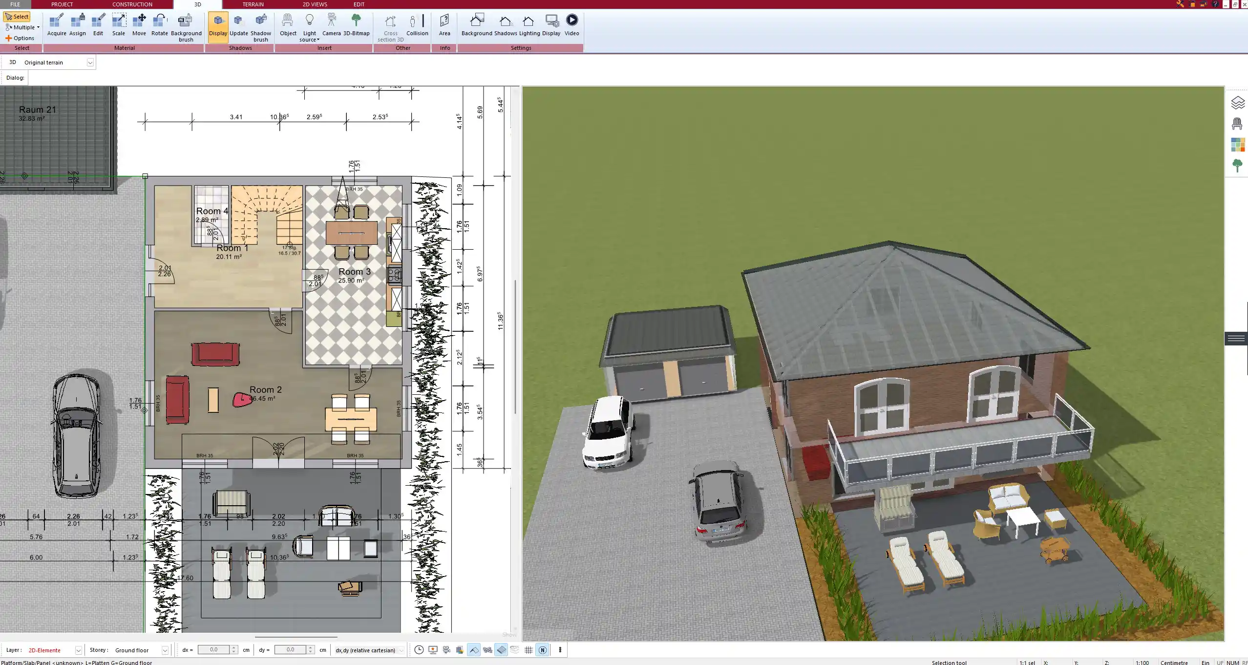 2D floor plan created in Plan7Architect – with precise wall and room layout tools