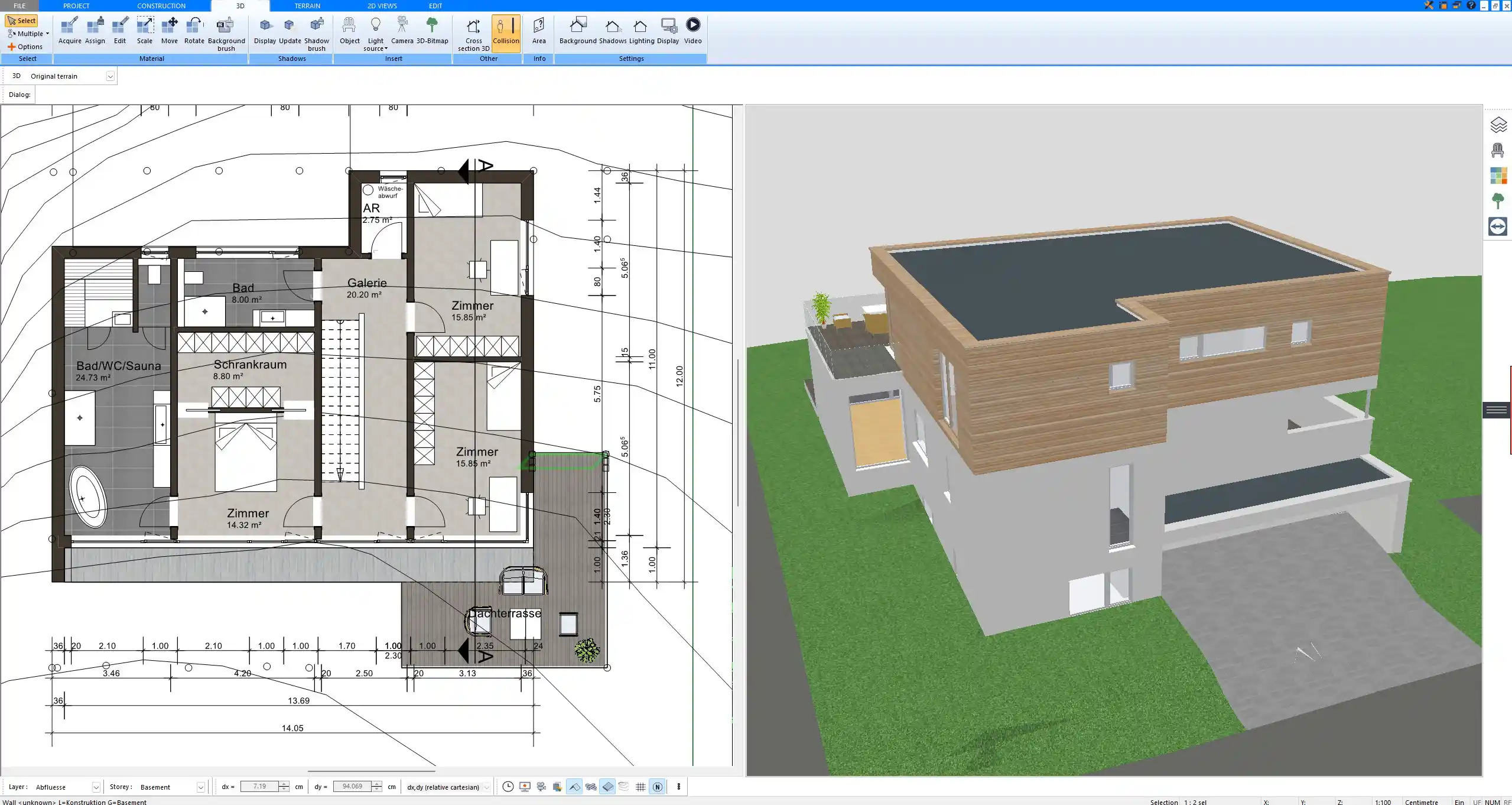2D floor plan created with Plan7Architect – showing walls, doors, and window layout