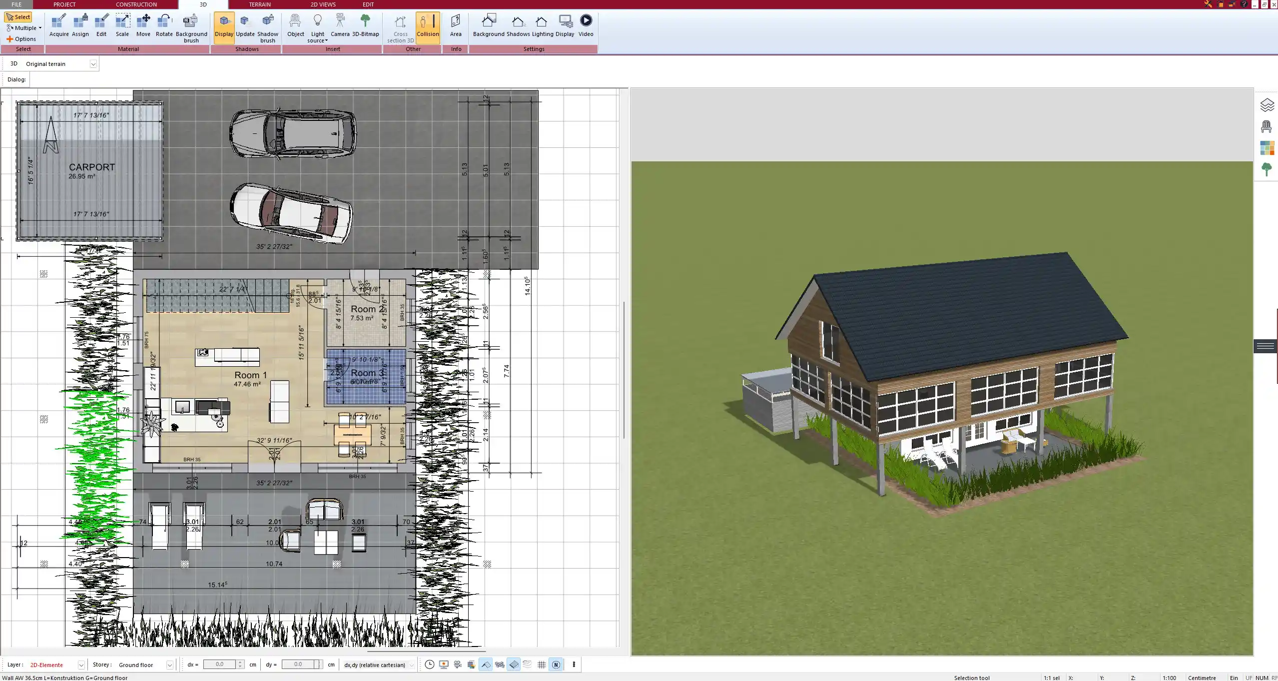 3D visualization of a single-family home designed with Plan7Architect