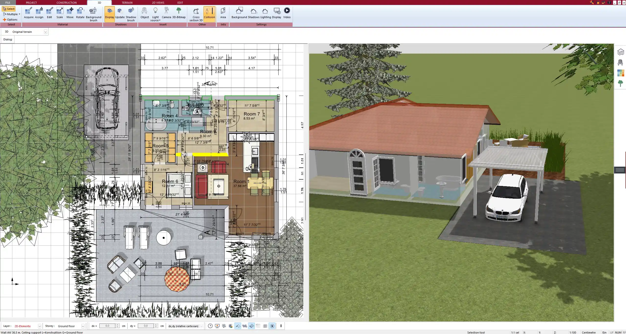 Custom roof and terrain design using the Plan7Architect roof editor