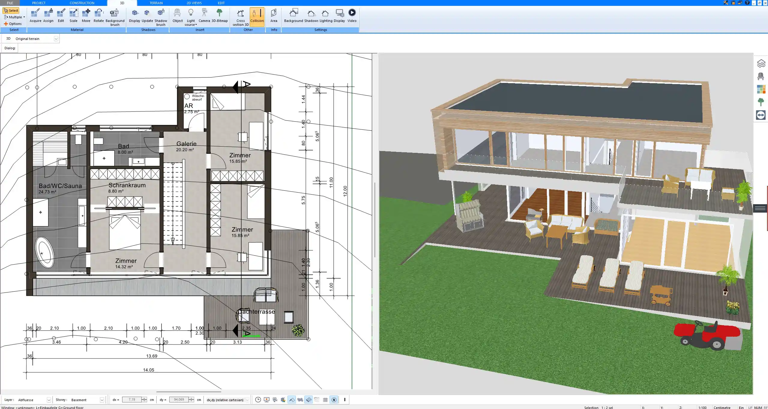 Deck and Outdoor Area Planned and Modeled in Plan7Architect