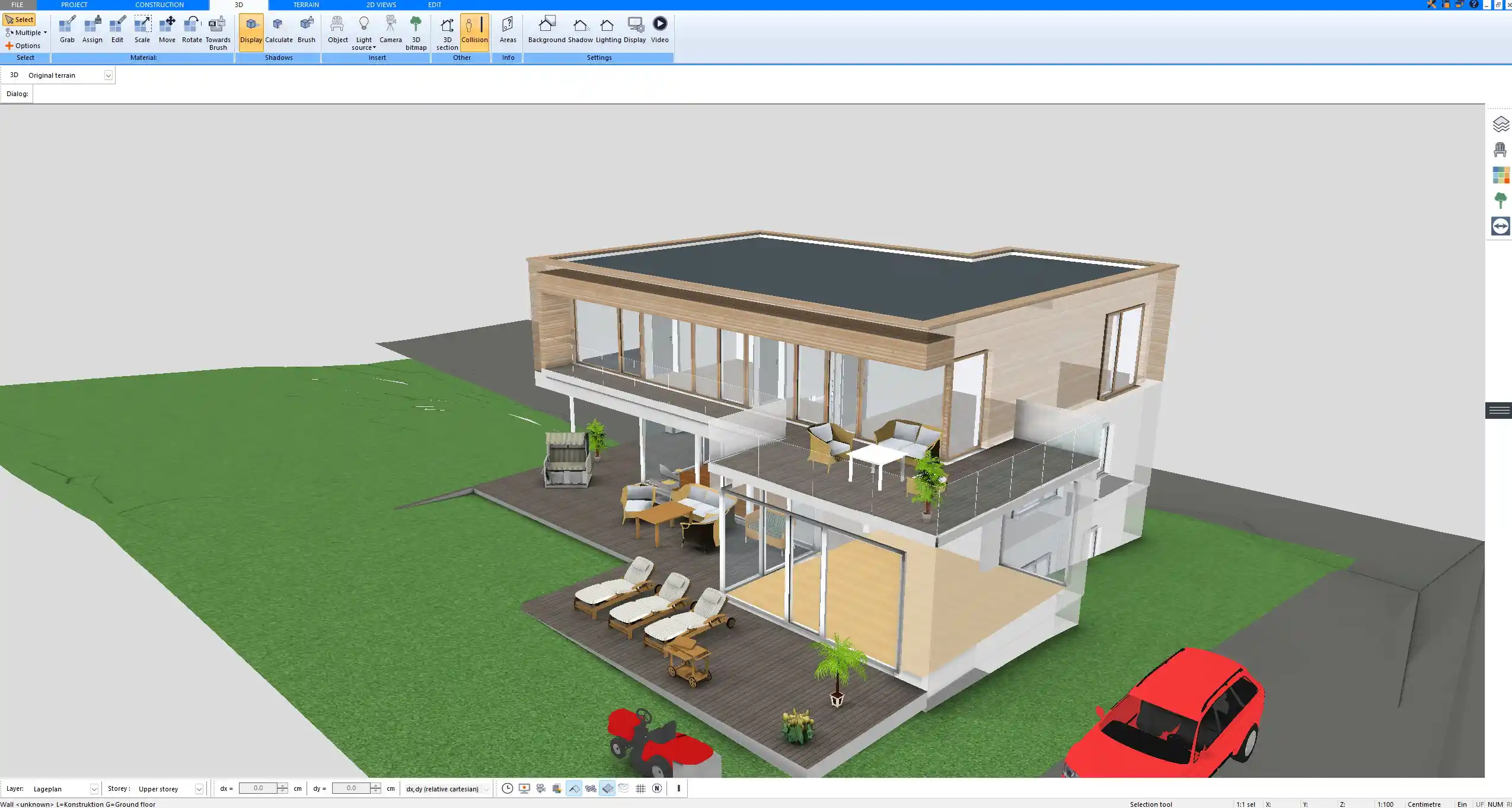 Detailed construction plan showing wall thickness and room dimensions, generated with Plan7Architect