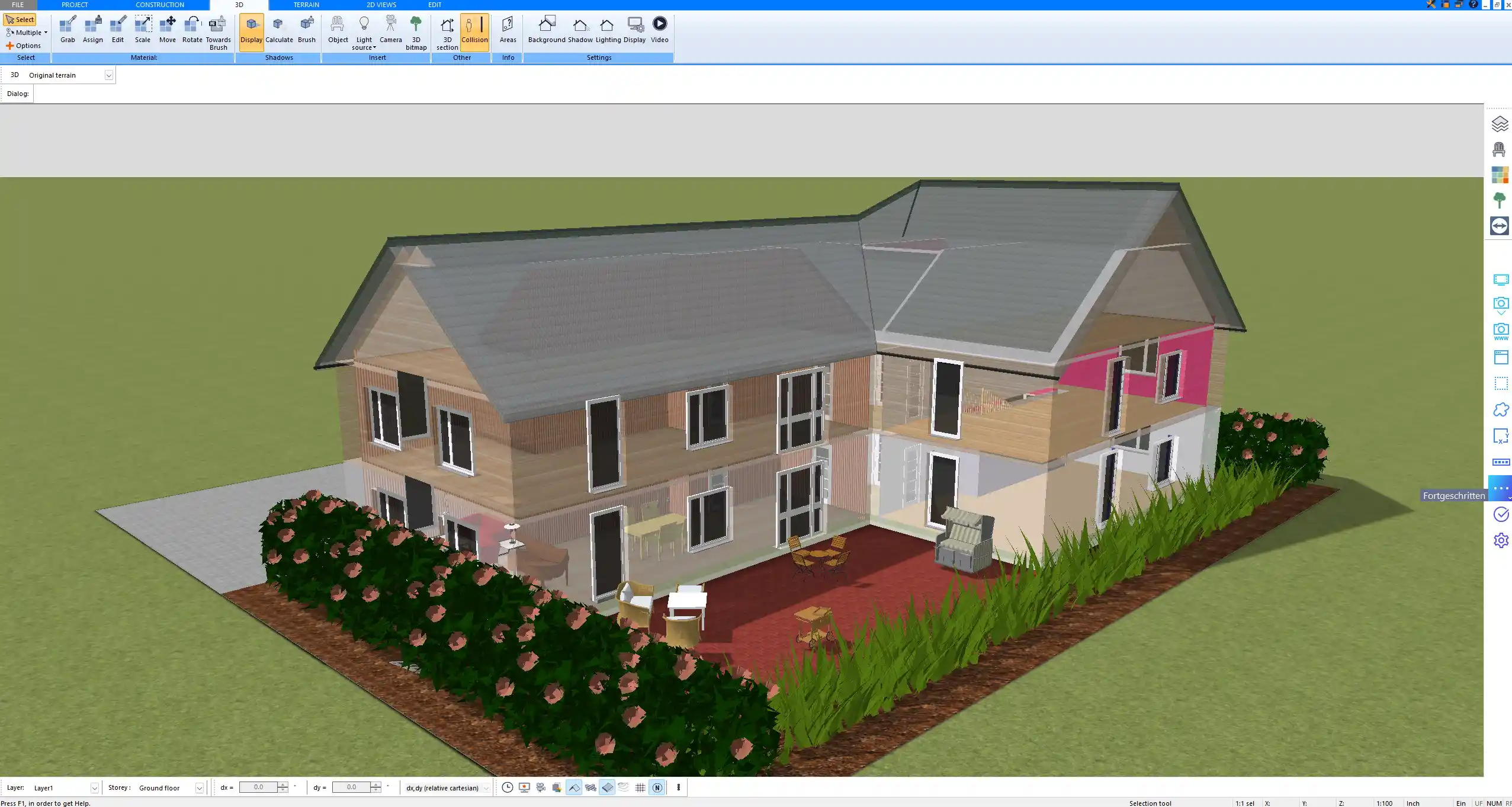 Detailed roof and structural planning created entirely within Plan7Architect