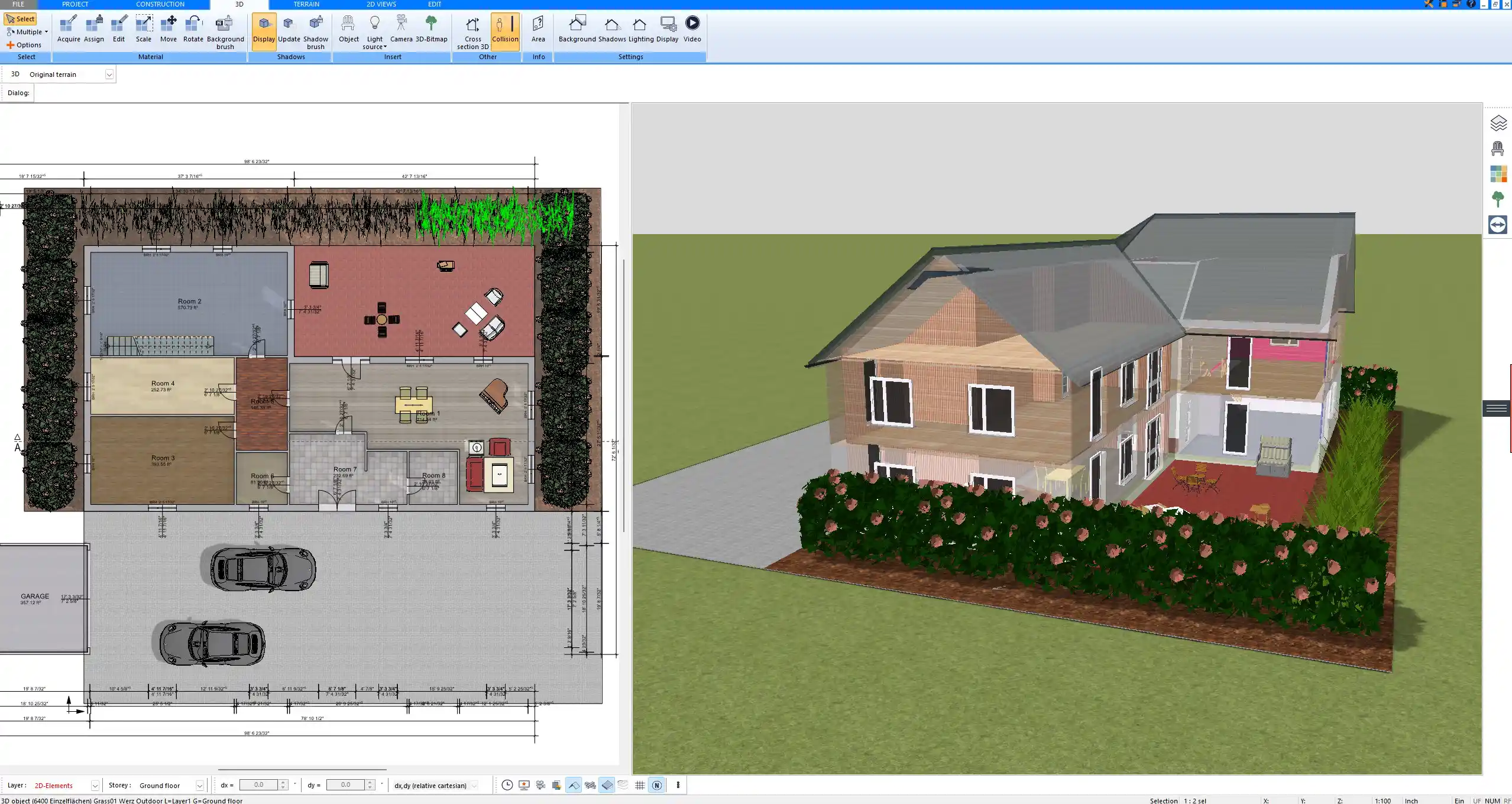 Floor plan created in 2D view using Plan7Architect