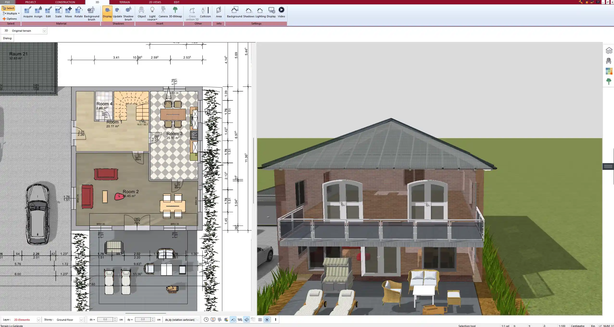 Floor plan created in Plan7Architect – shown in 2D layout mode