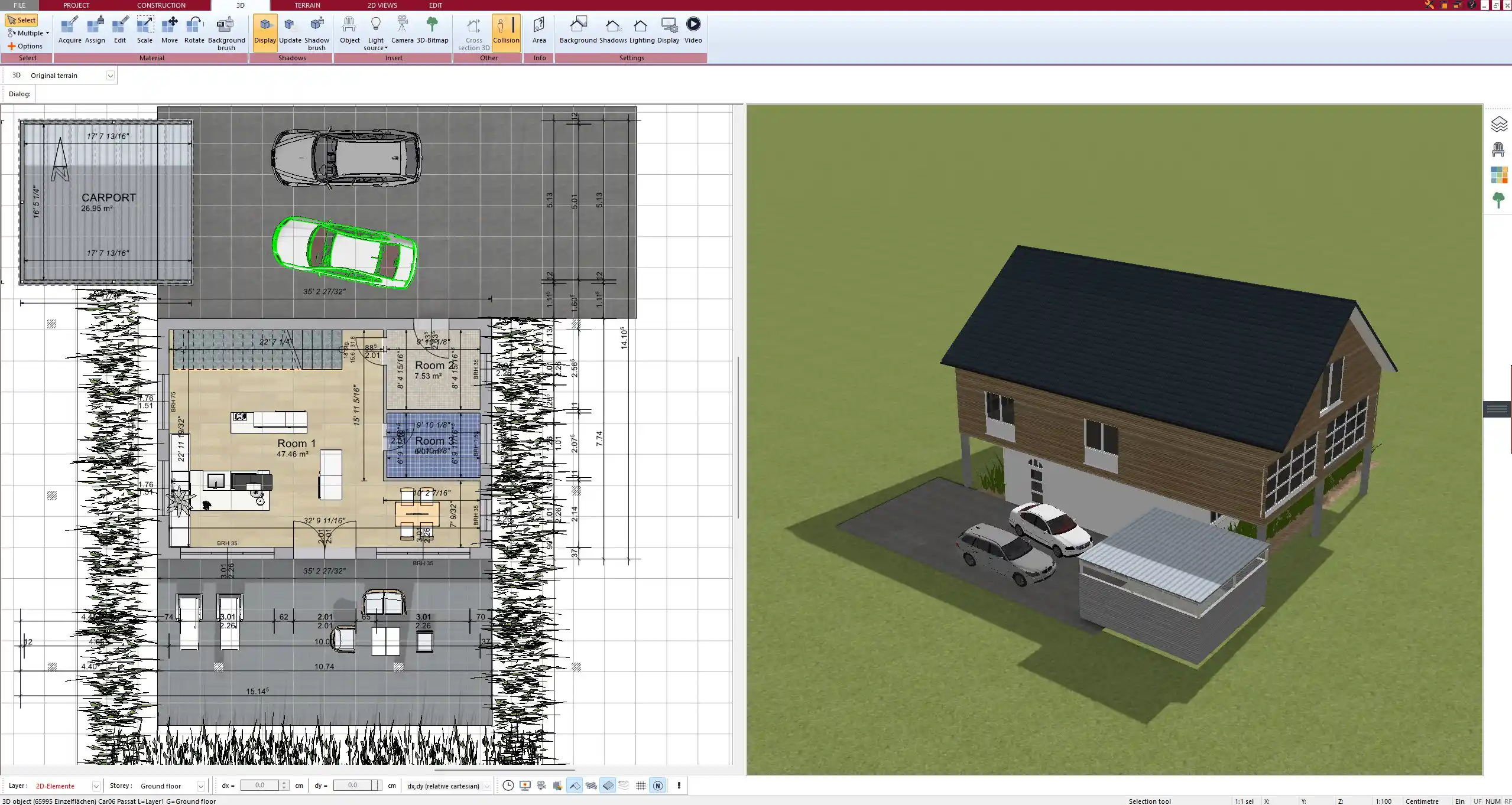 Floor plan created with Plan7Architect in 2D view – custom wall layout and room labeling
