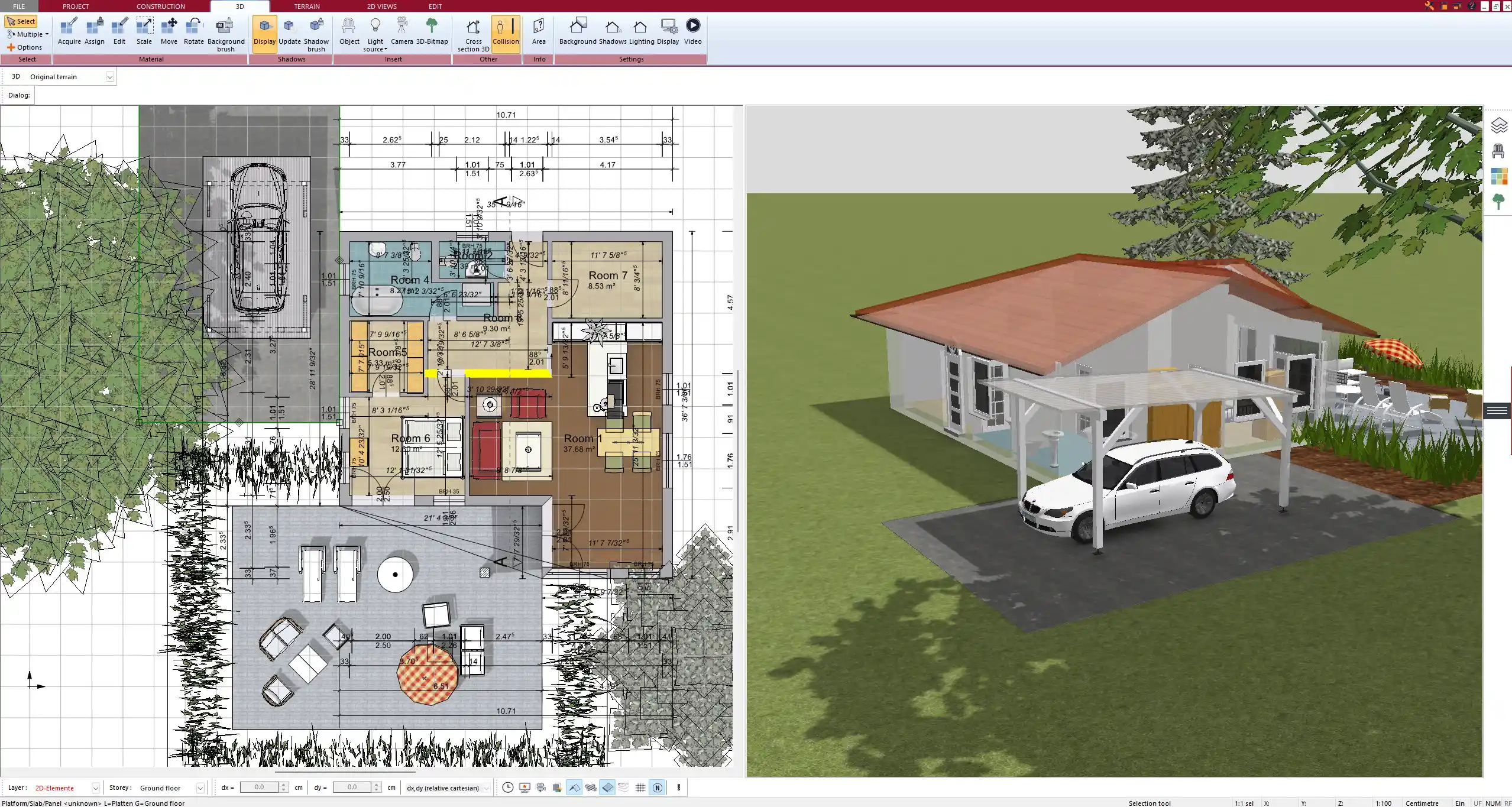 Floor plan created with Plan7Architect – walls, windows, and room layout shown in 2D view