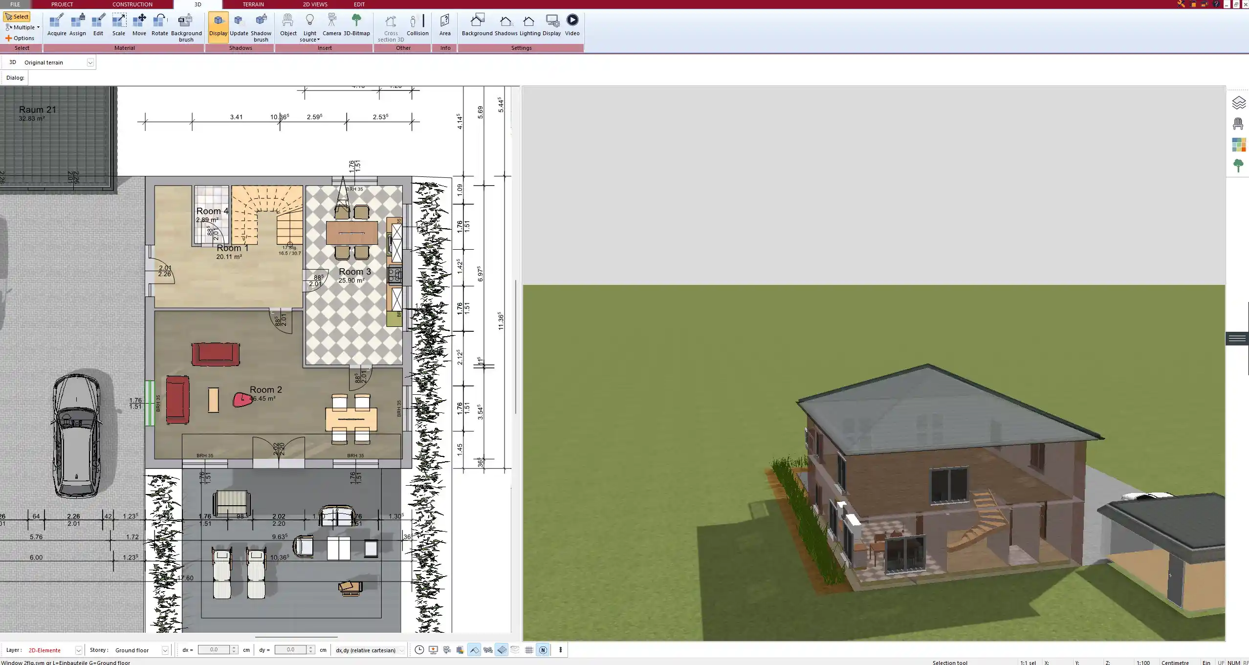 Floor plan layout created using Plan7Architect’s wall tool – customizable in metric and imperial units