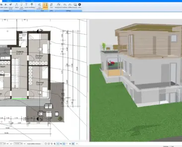 Floor plan of an existing house with added extension, created using Plan7Architect