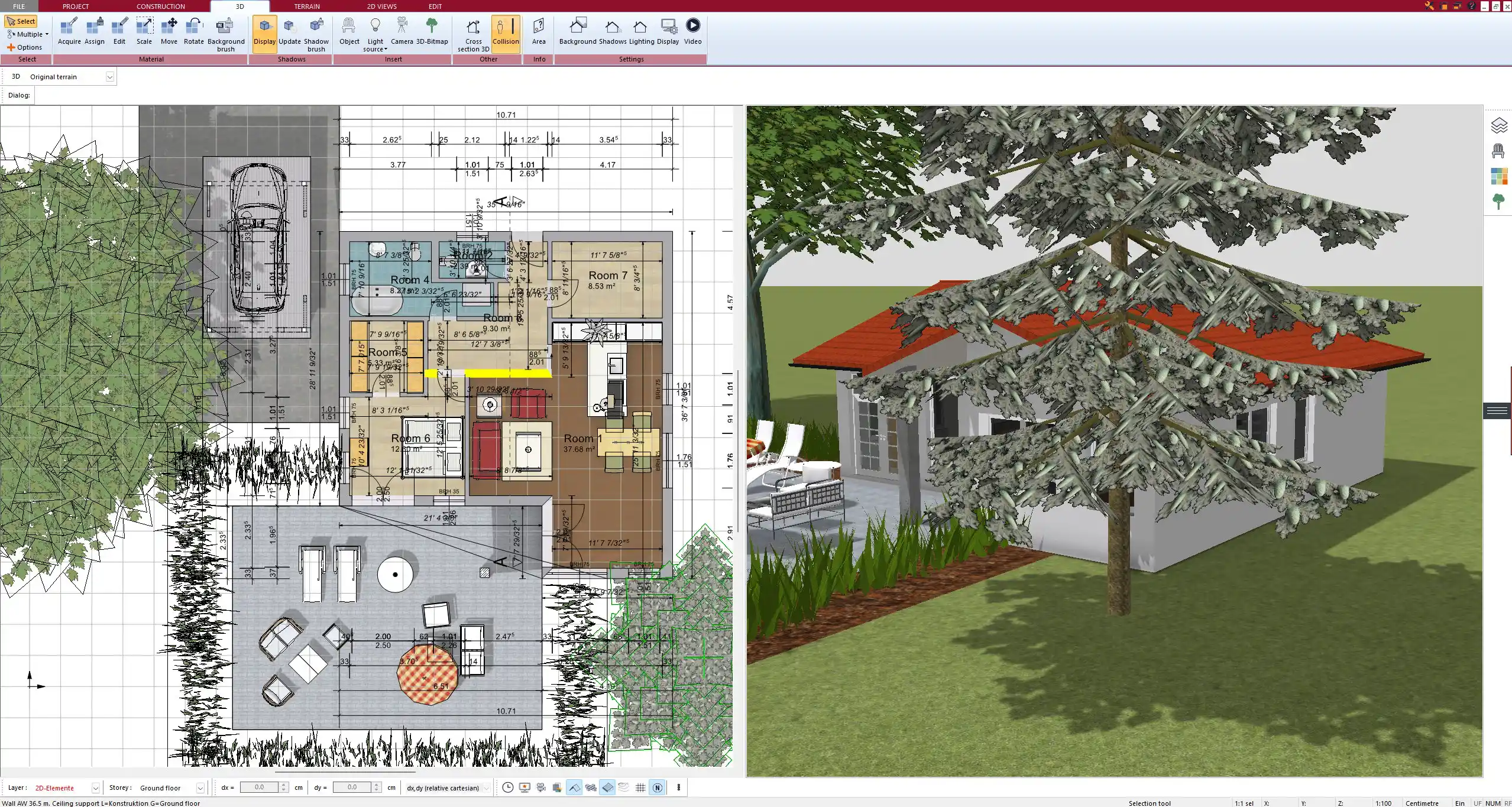 Interior furnishing and layout visualized in 3D with Plan7Architect