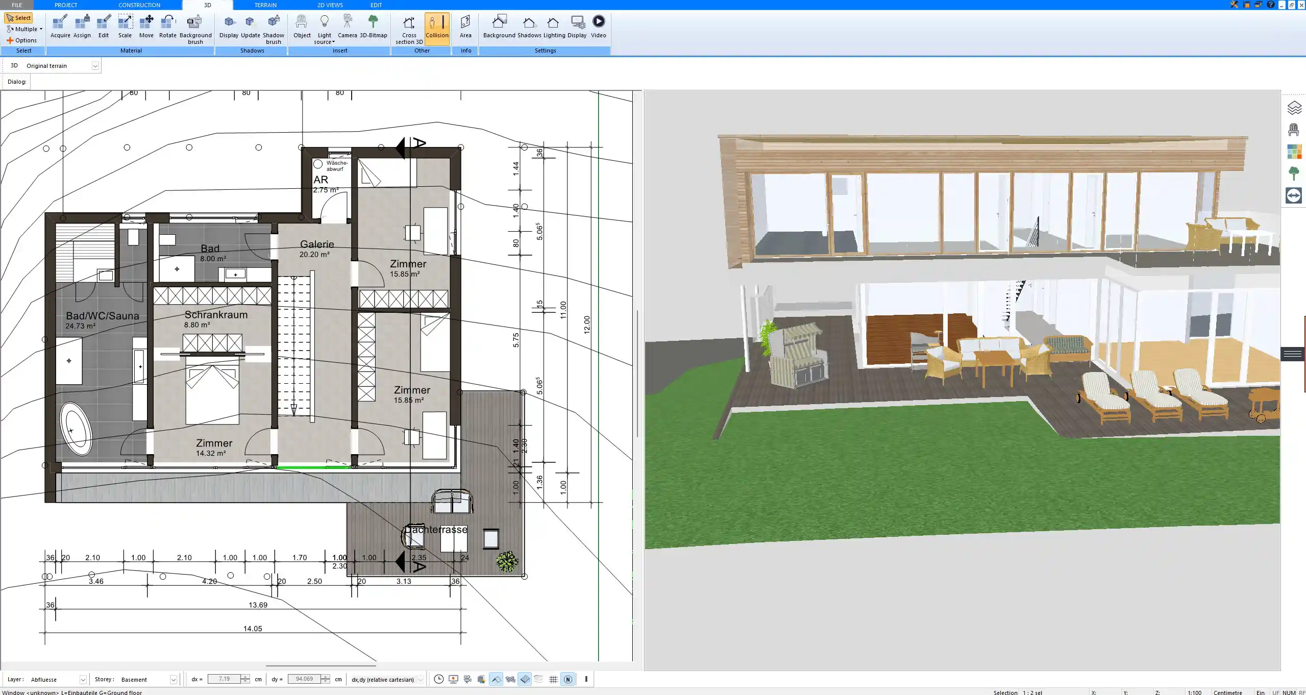 Planned with Plan7Architect Sample layout of a small single bedroom