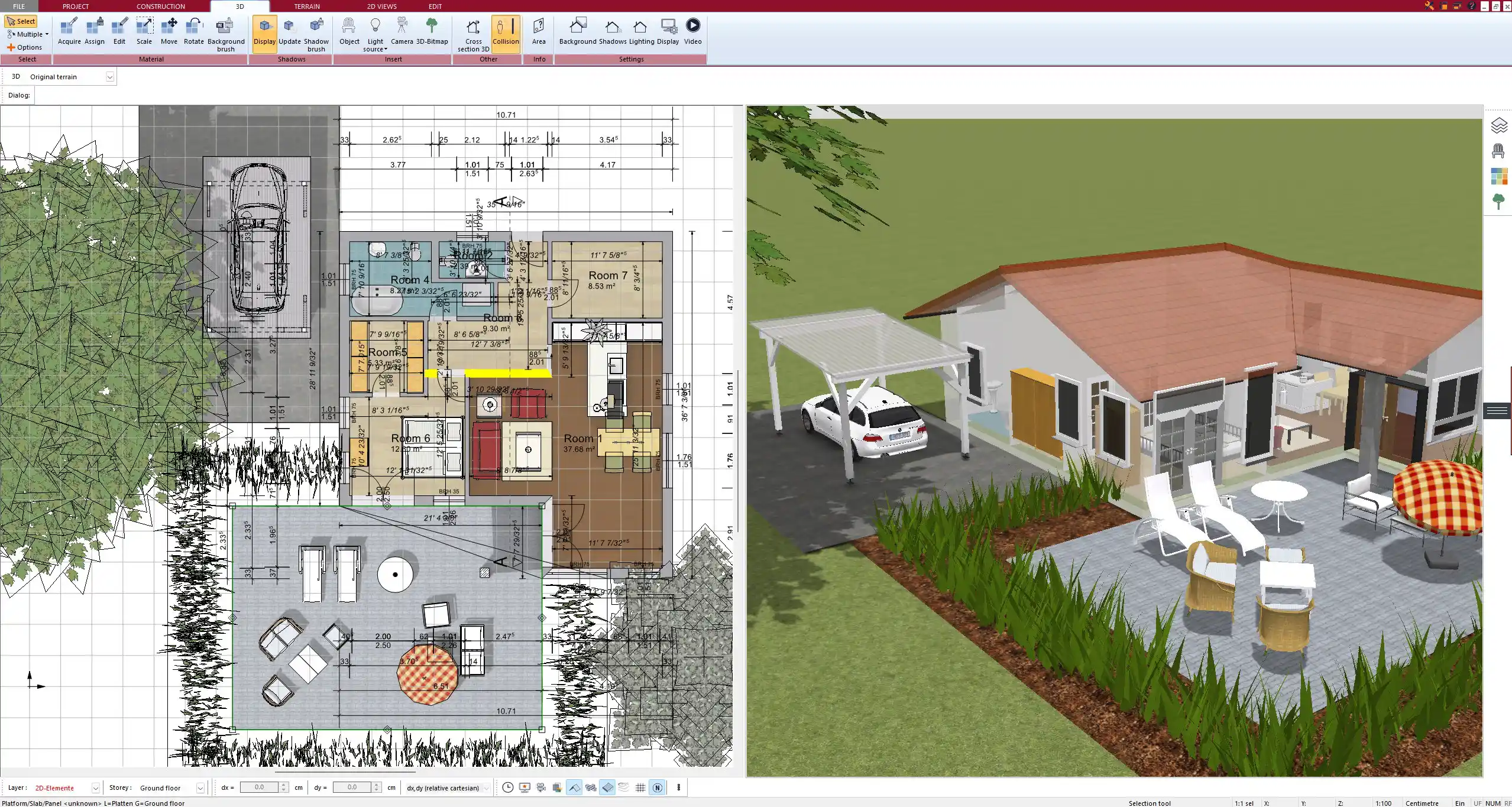 Real-time walk-through mode View from inside the planned home using Plan7Architect