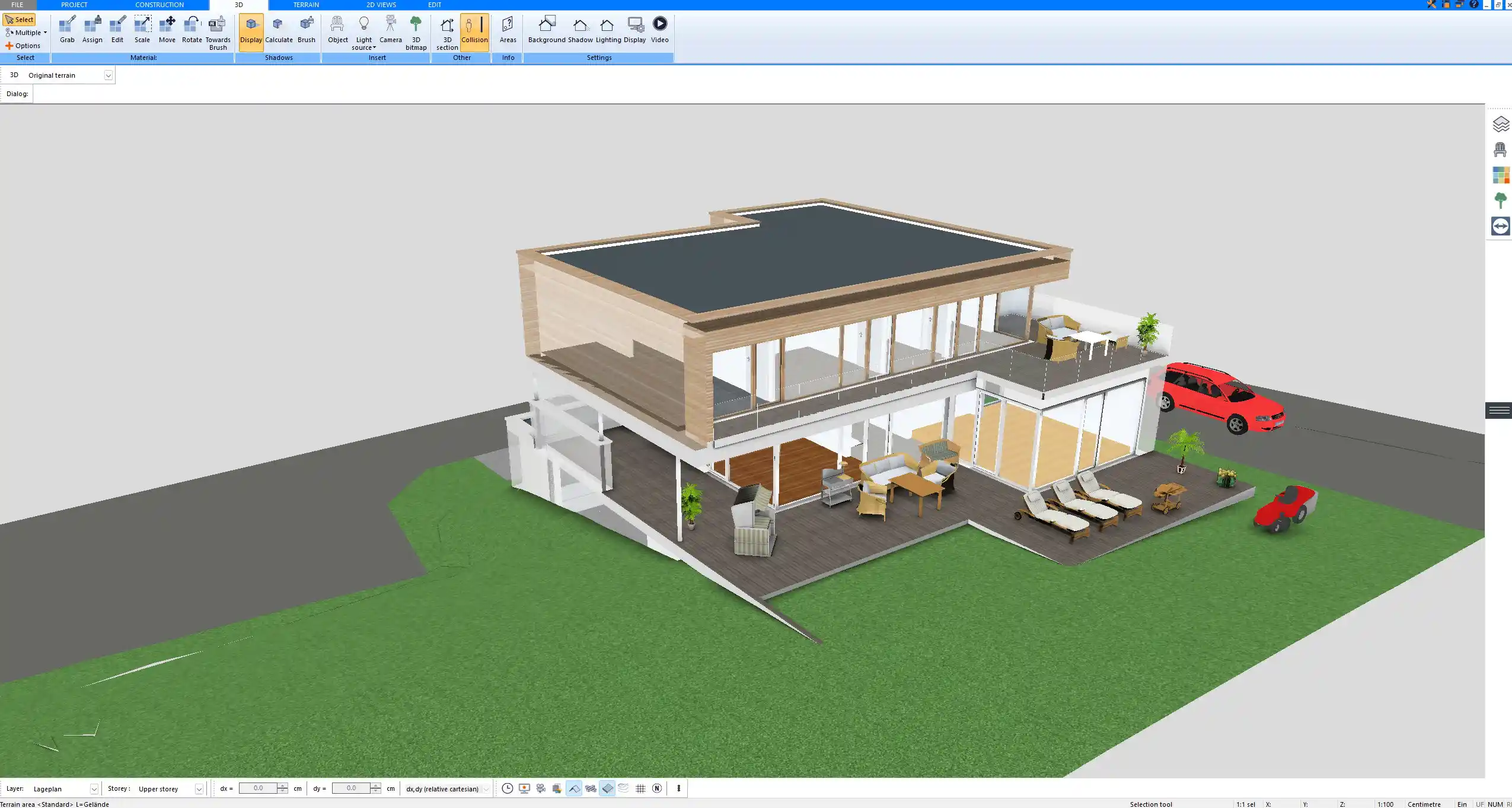 Room layout designed in 2D using Plan7Architect – with labeled walls, doors, and dimensions