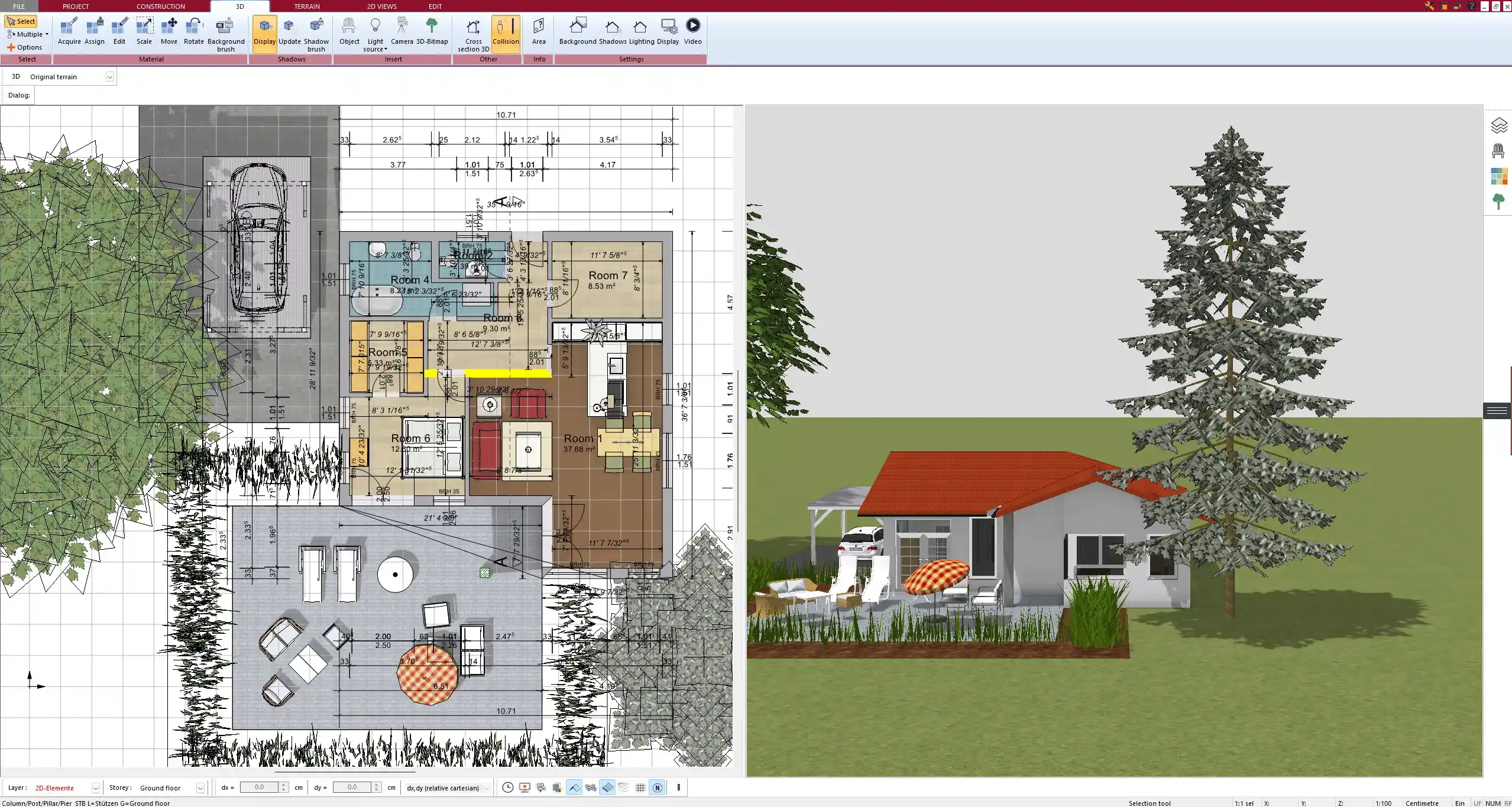 Visualizing the sketched floor plan in 3D with Plan7Architect