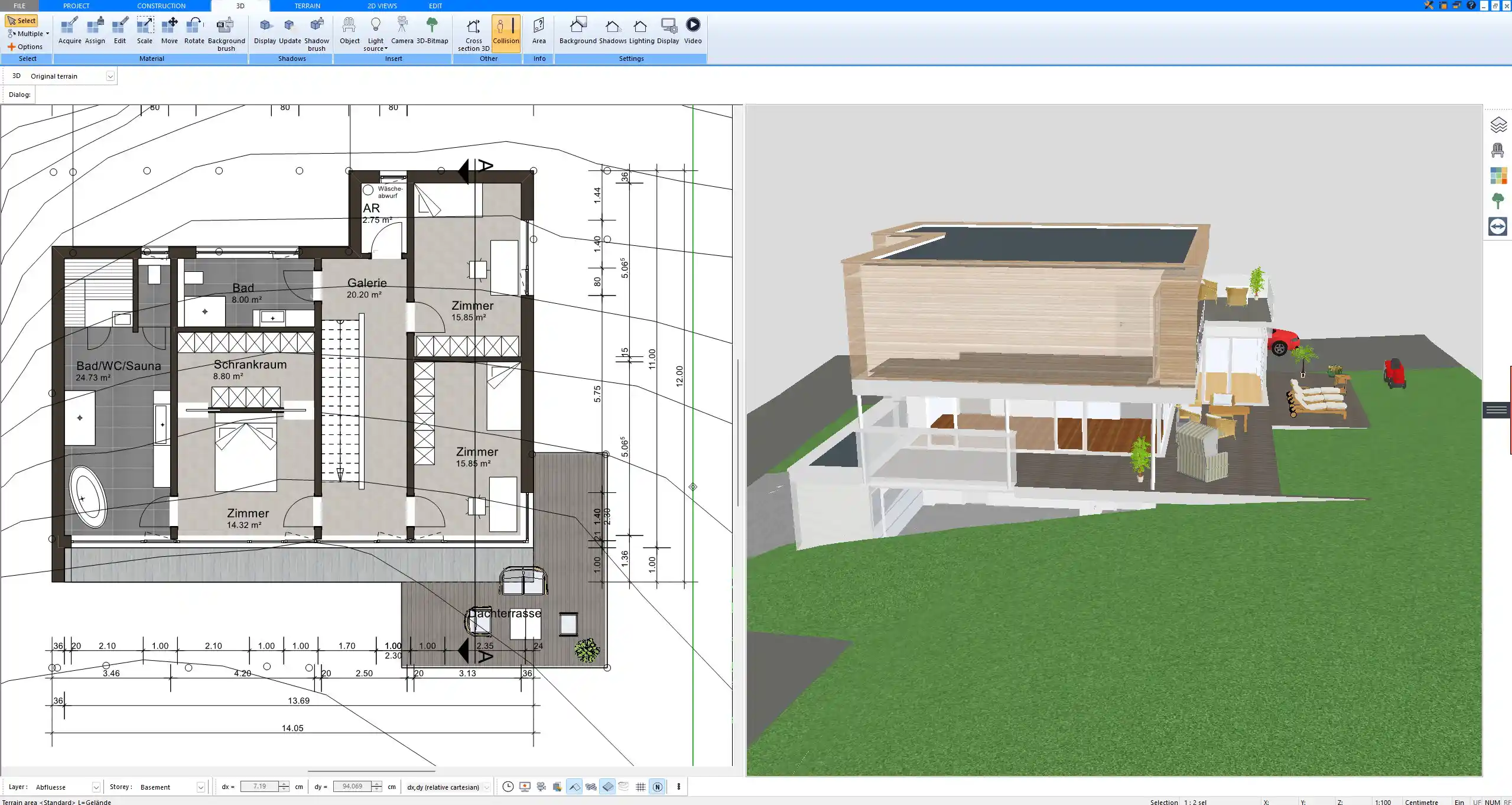 2D floor plan created with Plan7Architect – walls, rooms, and dimensions precisely laid out