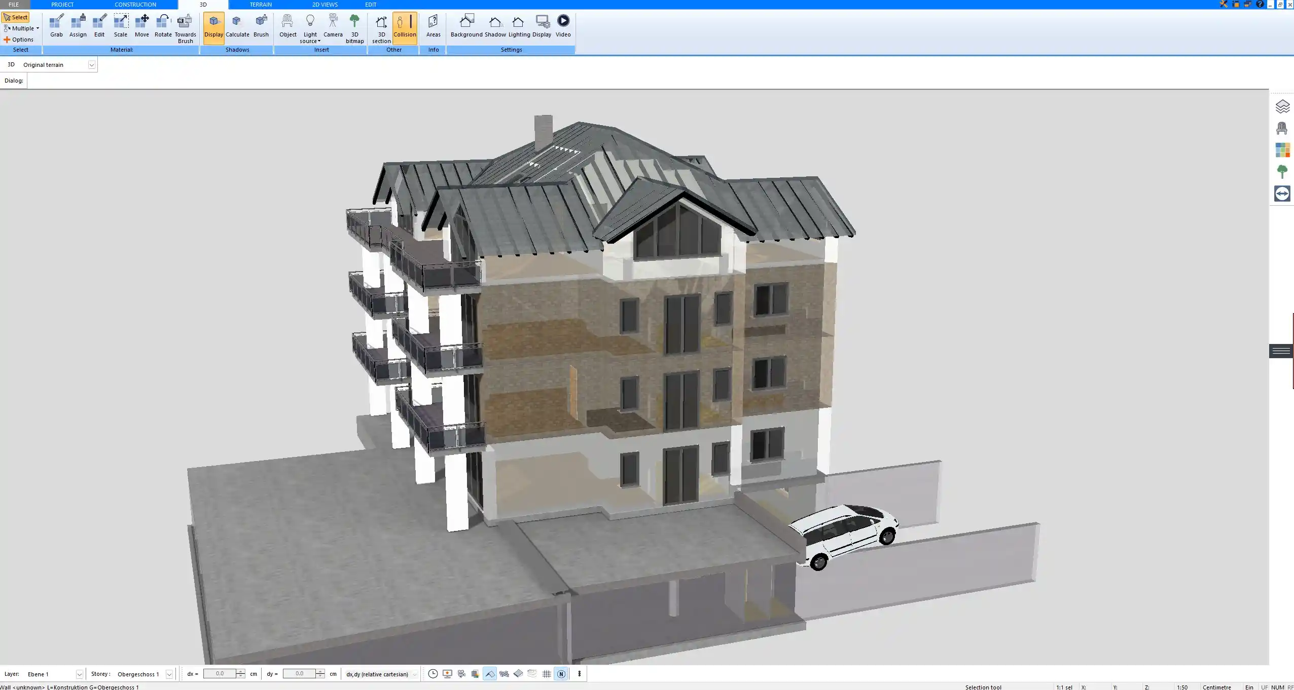 3D house visualization made in Plan7Architect – real-time preview of rooms and furniture