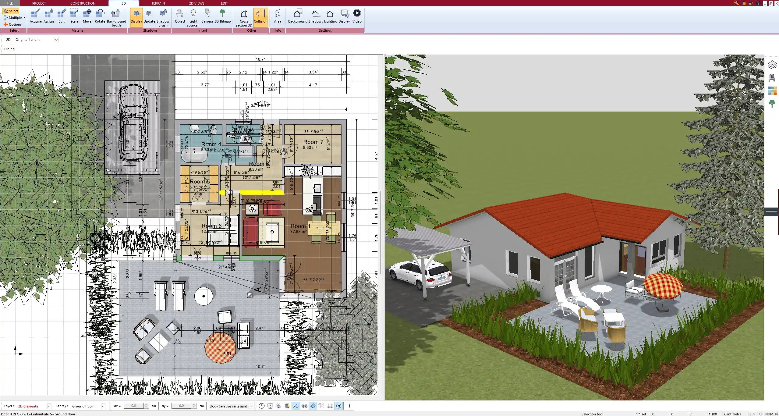 3D visualization of a modern double carport created in Plan7Architect