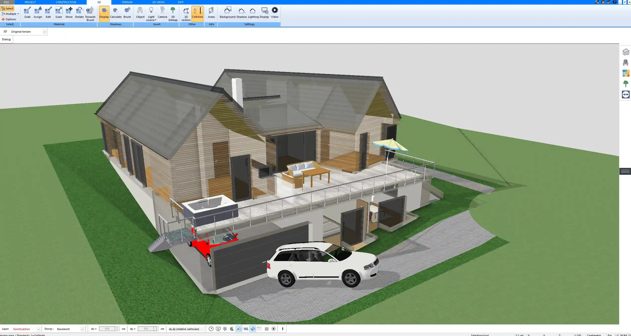 Carport roof structure modeled in Plan7Architect