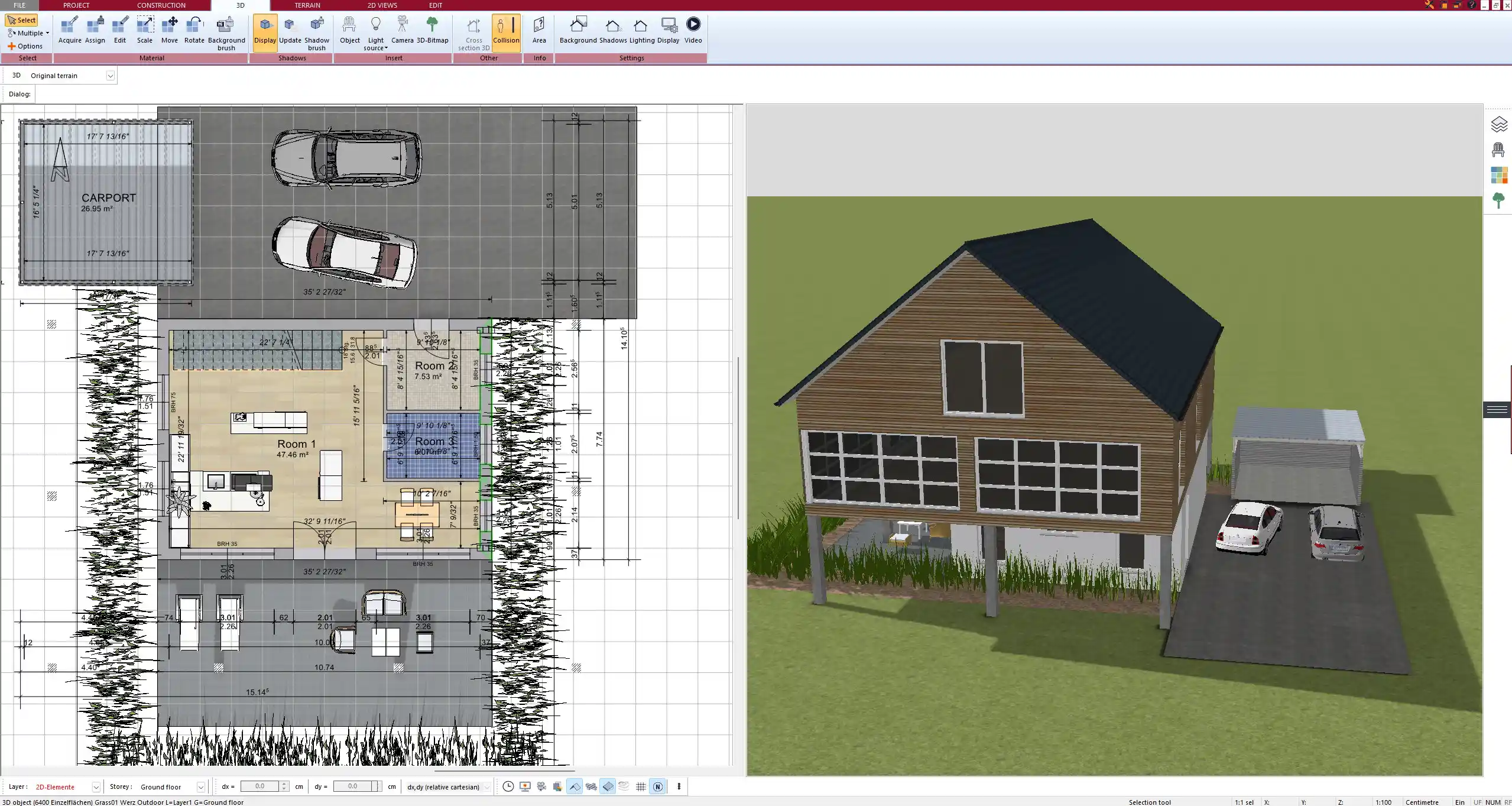 Custom roof and exterior design modeled in Plan7Architect