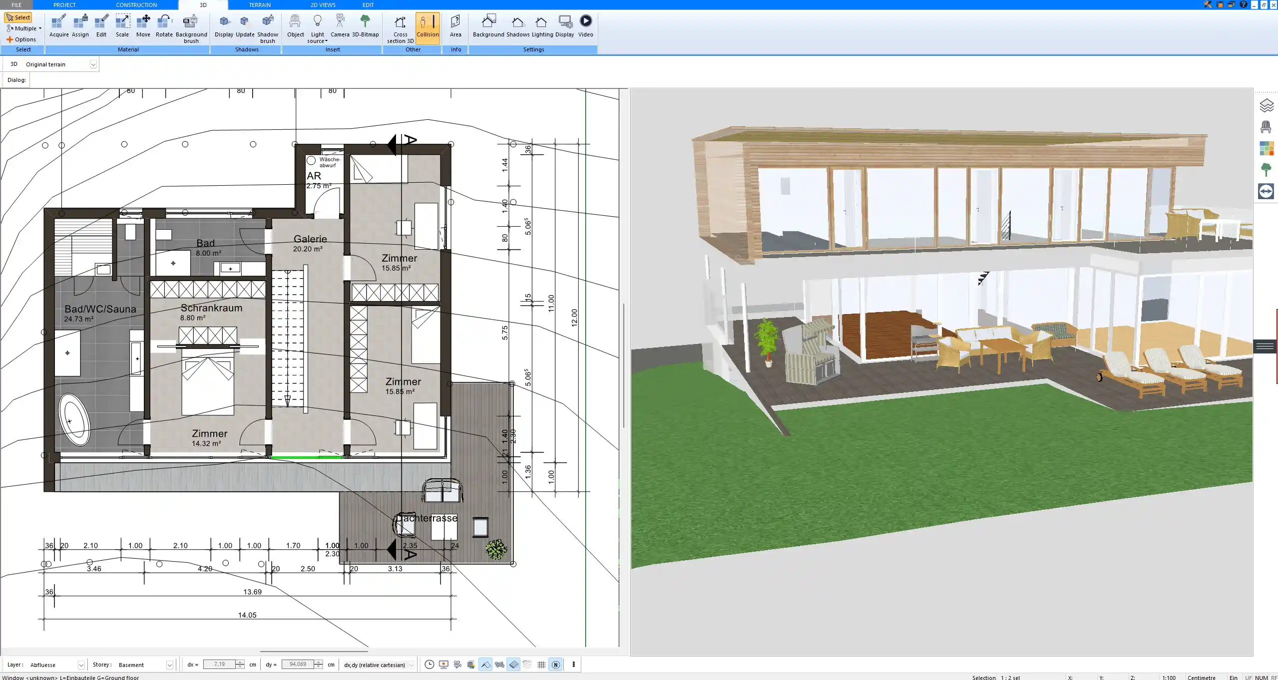 Floor plan created with Plan7Architect – detailed 2D layout with walls, doors, and dimensions