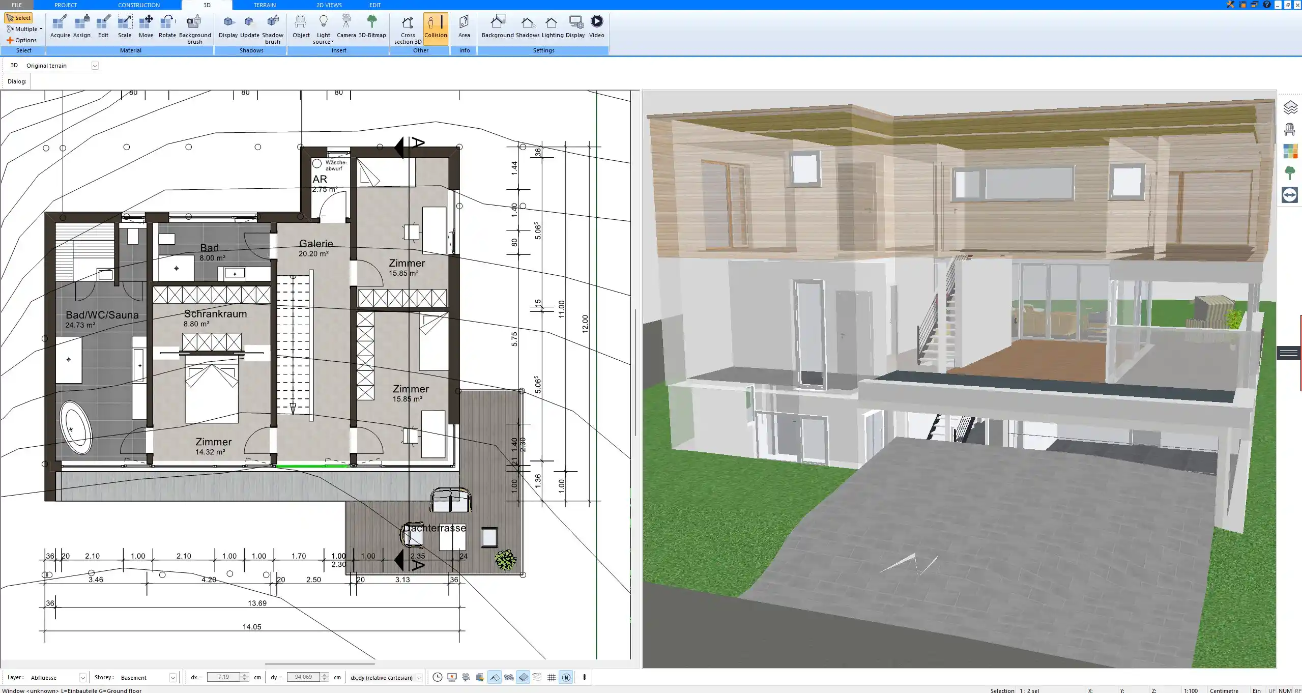 Floor plan created with Plan7Architect – showing wall layouts and room divisions in 2D