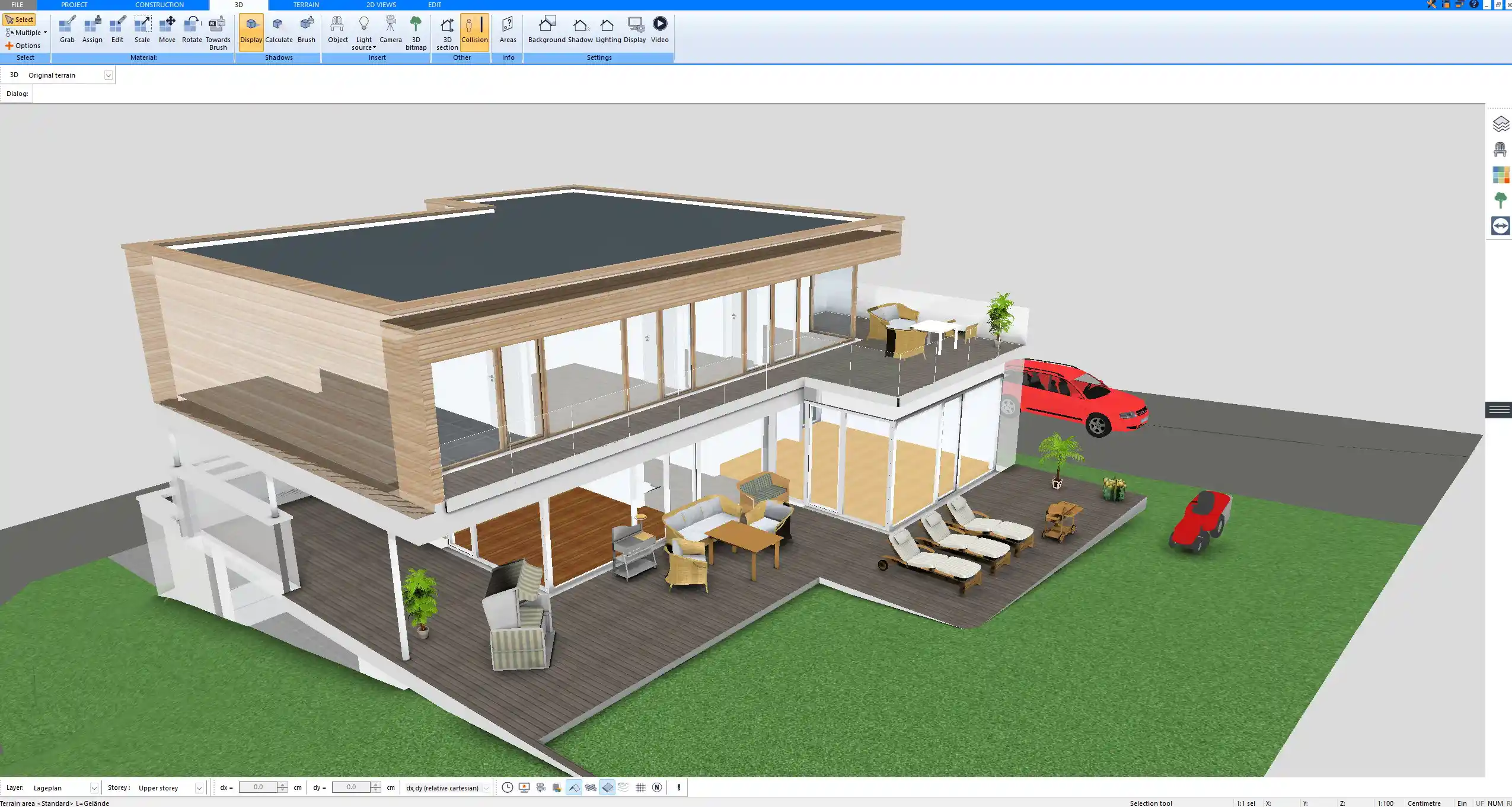 Interior layout designed using Plan7Architect – including furniture and lighting setup