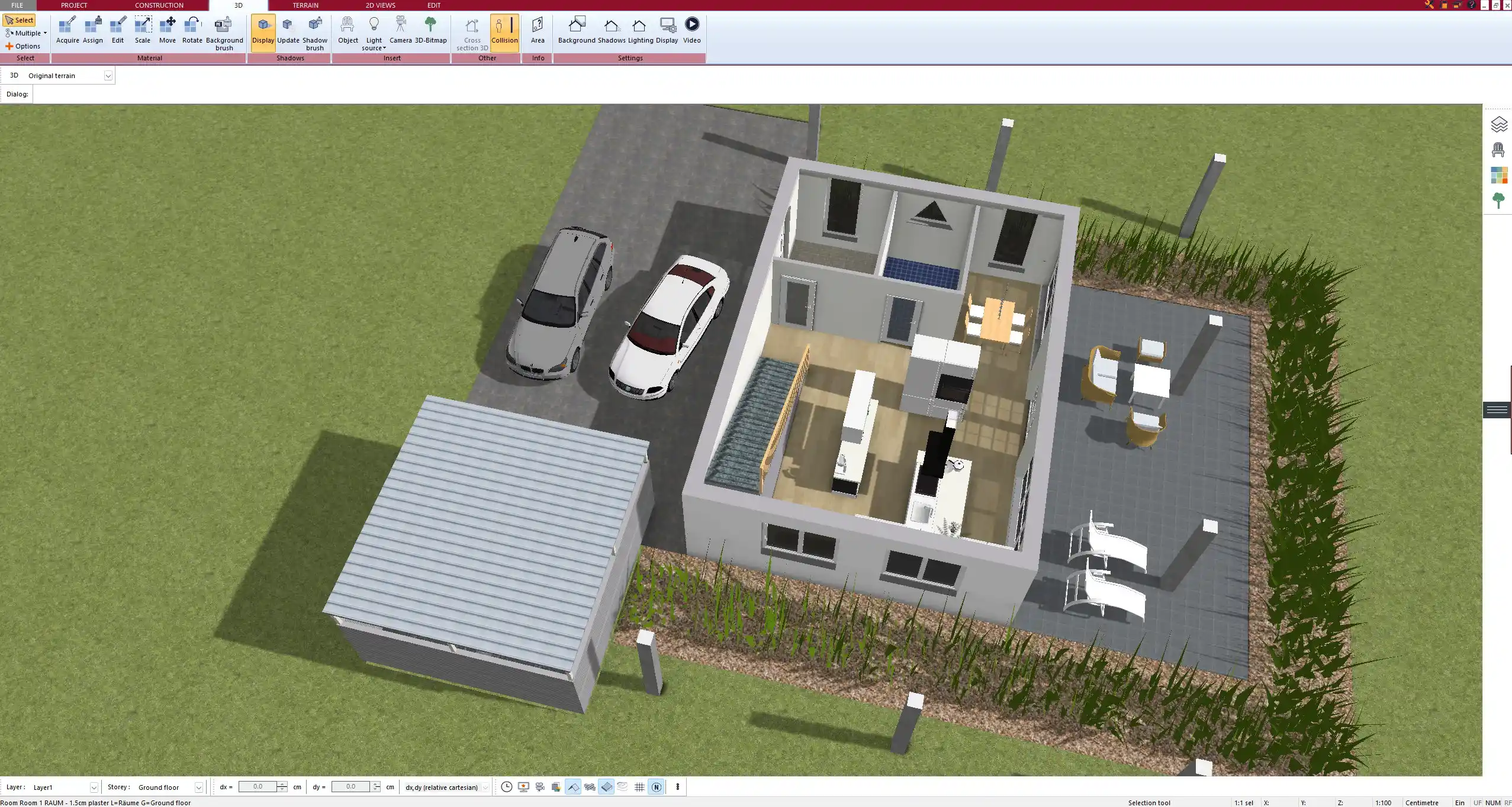 Zoning example for cardio, weights, and stretching areas in Plan7Architect