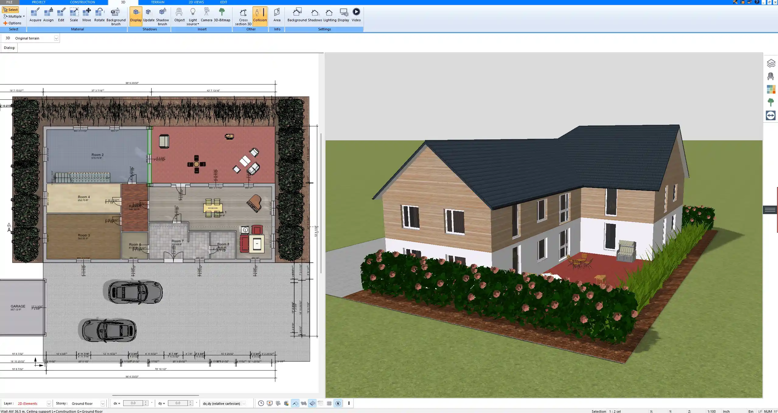 3D foyer visualization in Plan7Architect with comfortable standard dimensions