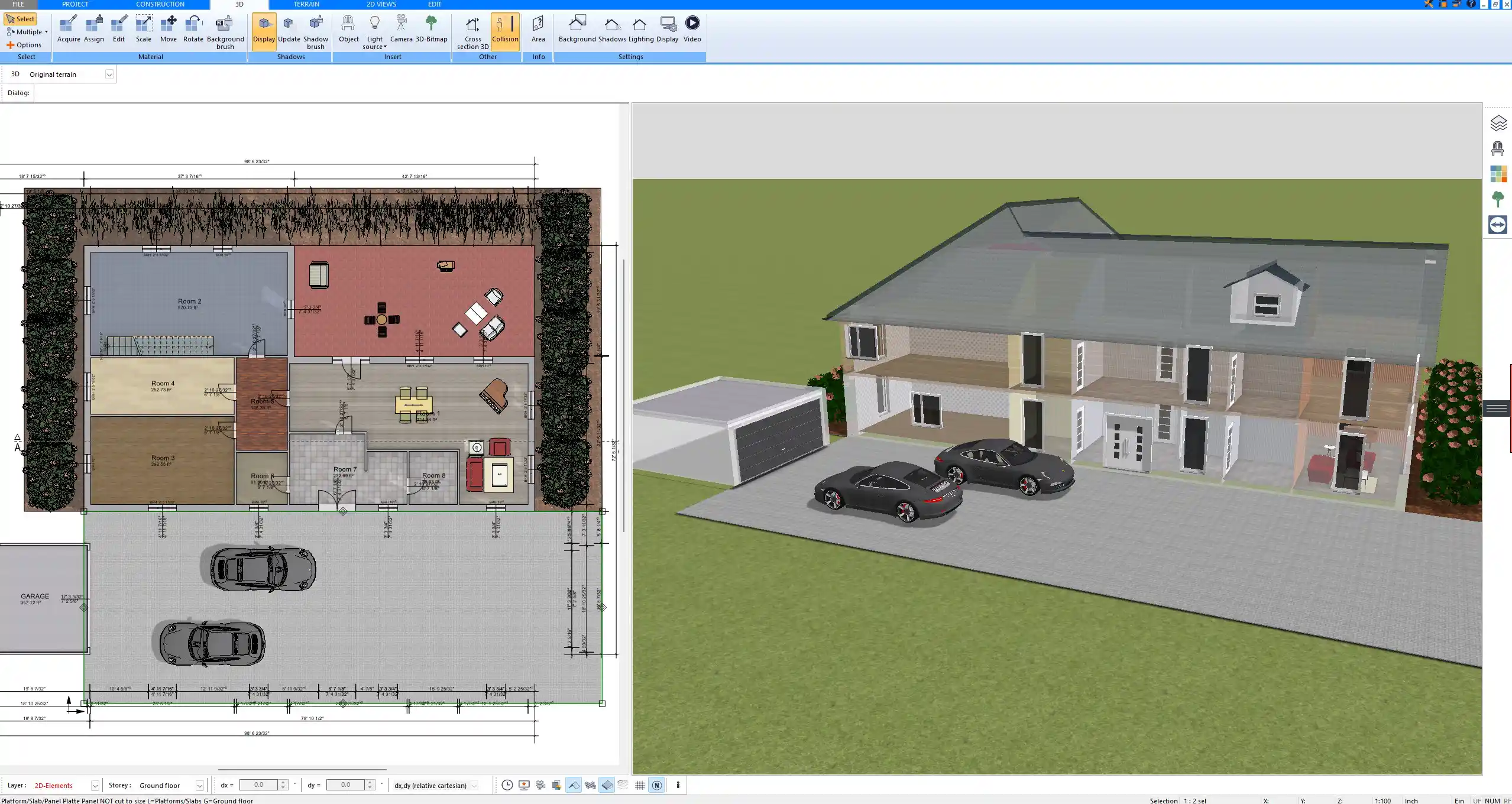 3D visualization of a family living area designed in Plan7Architect