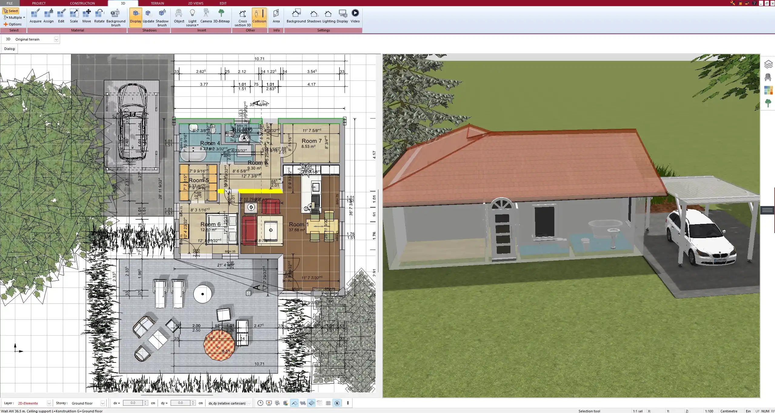 Floor plan of a 4-person house created with Plan7Architect