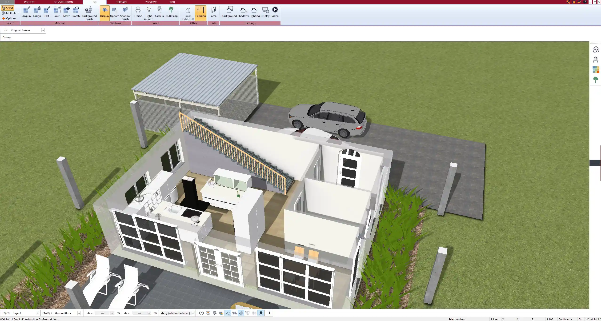 Open-plan kitchen and dining area design created with Plan7Architect