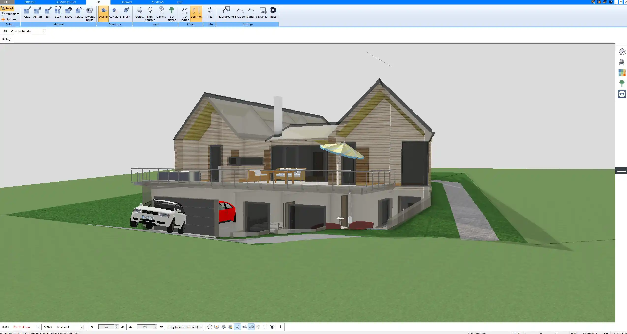 Tandem garage layout planned in Plan7Architect – ideal for narrow lots