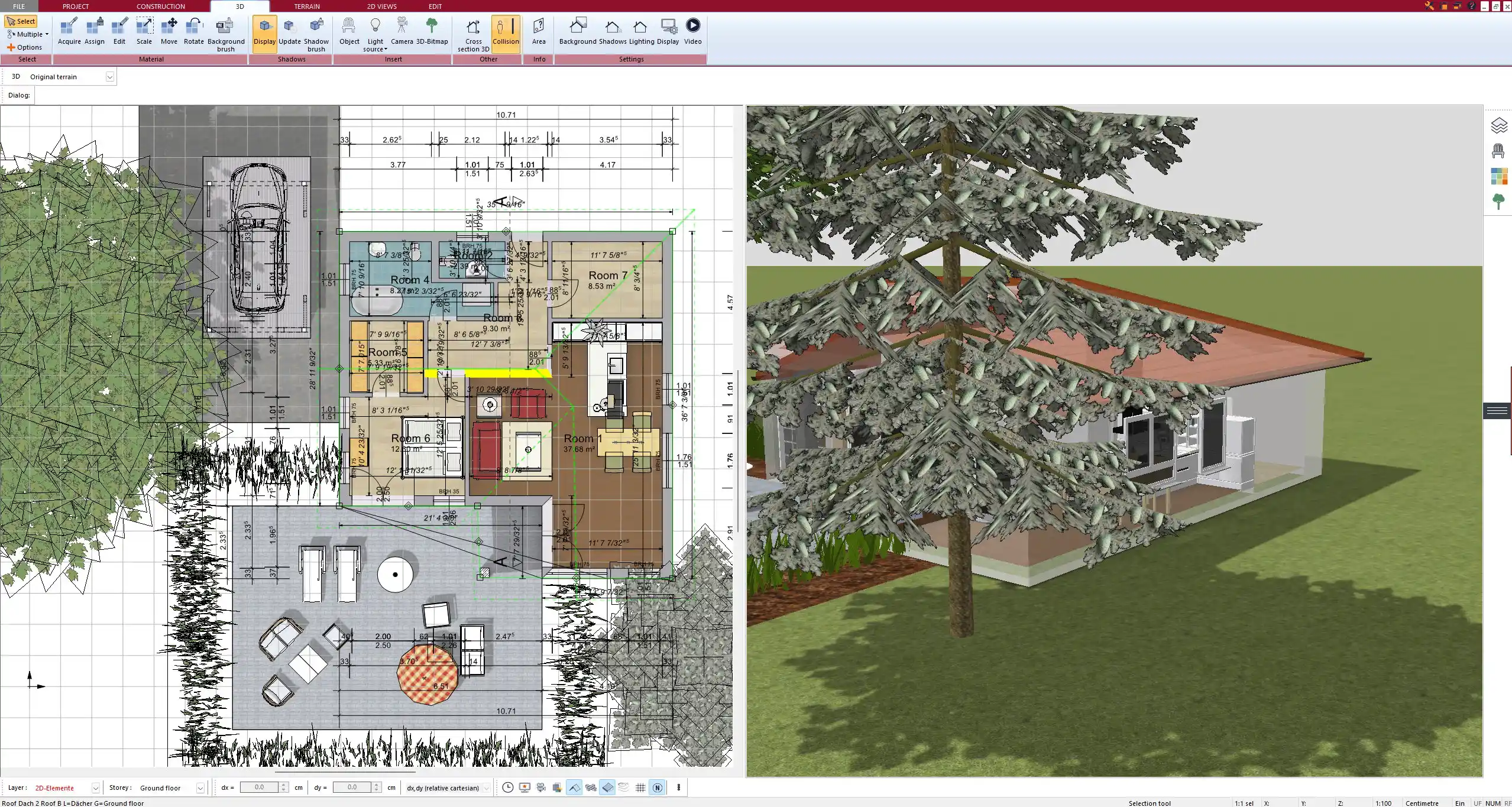 Visualization of a standard-size guest room