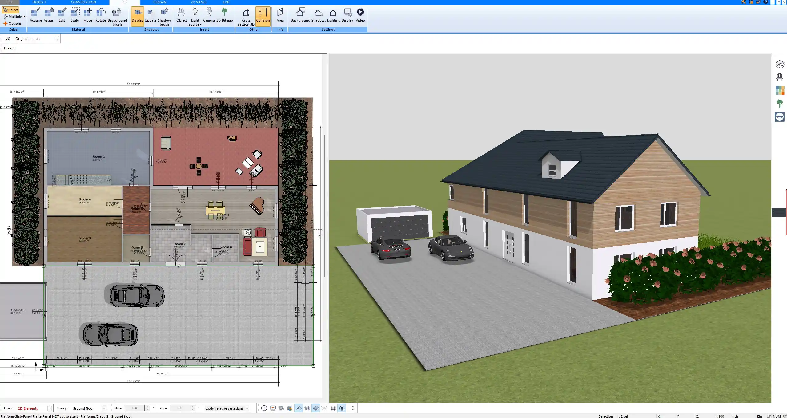 2D and 3D project planning with match lines using Plan7Architect