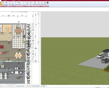 2D construction drawing created in Plan7Architect – precise floor plan with walls, doors, and windows