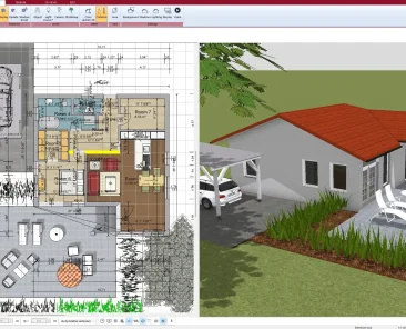 2D floor plan created with Plan7Architect showing detailed wall and room dimensions