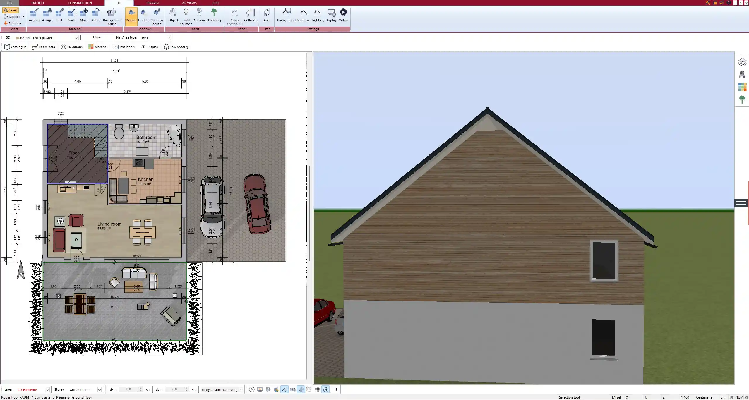 2D floor plan created with Plan7Architect – detailed wall and room layout for construction drawings