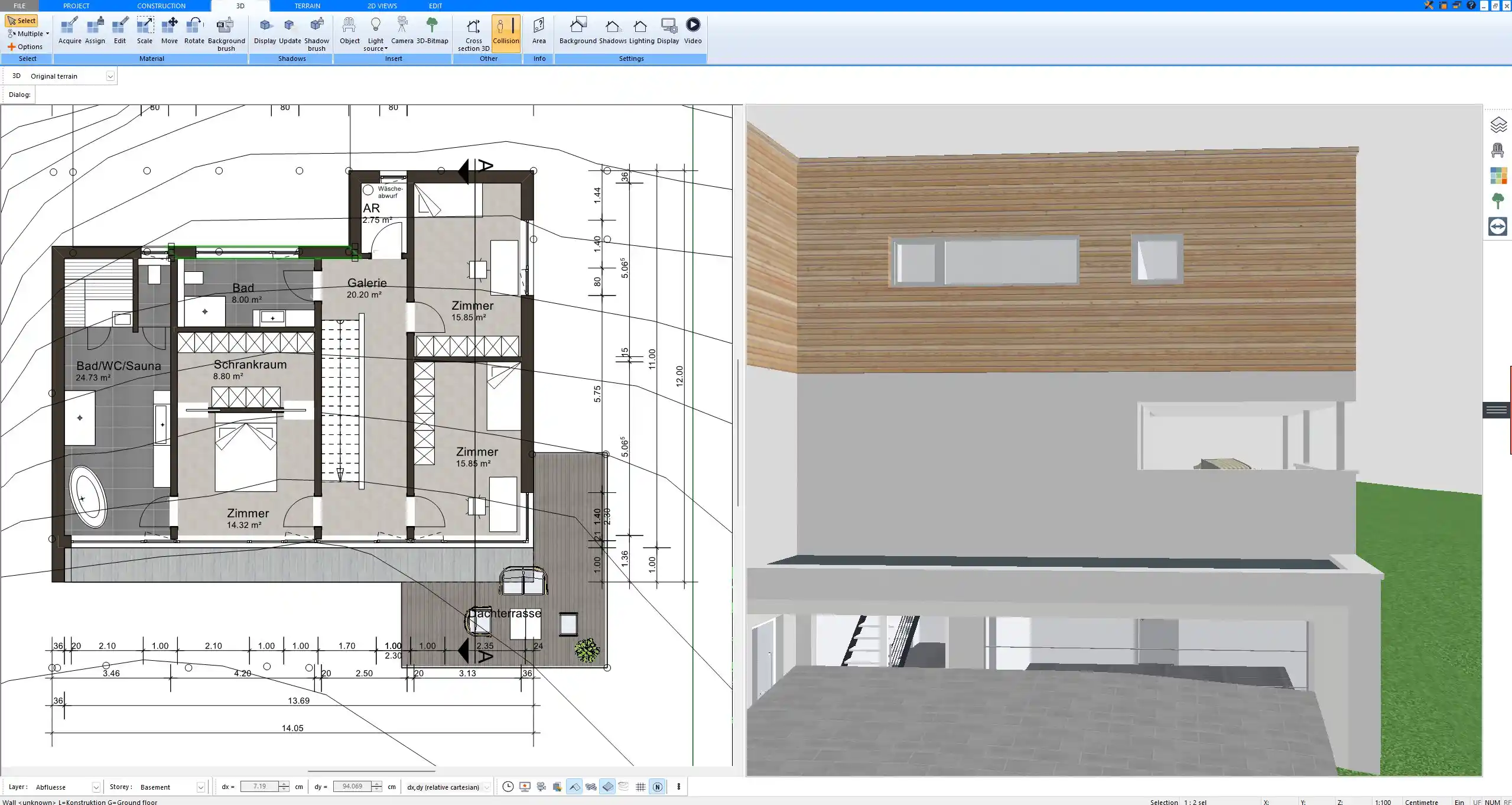 2D renovation floor plan created with Plan7Architect software