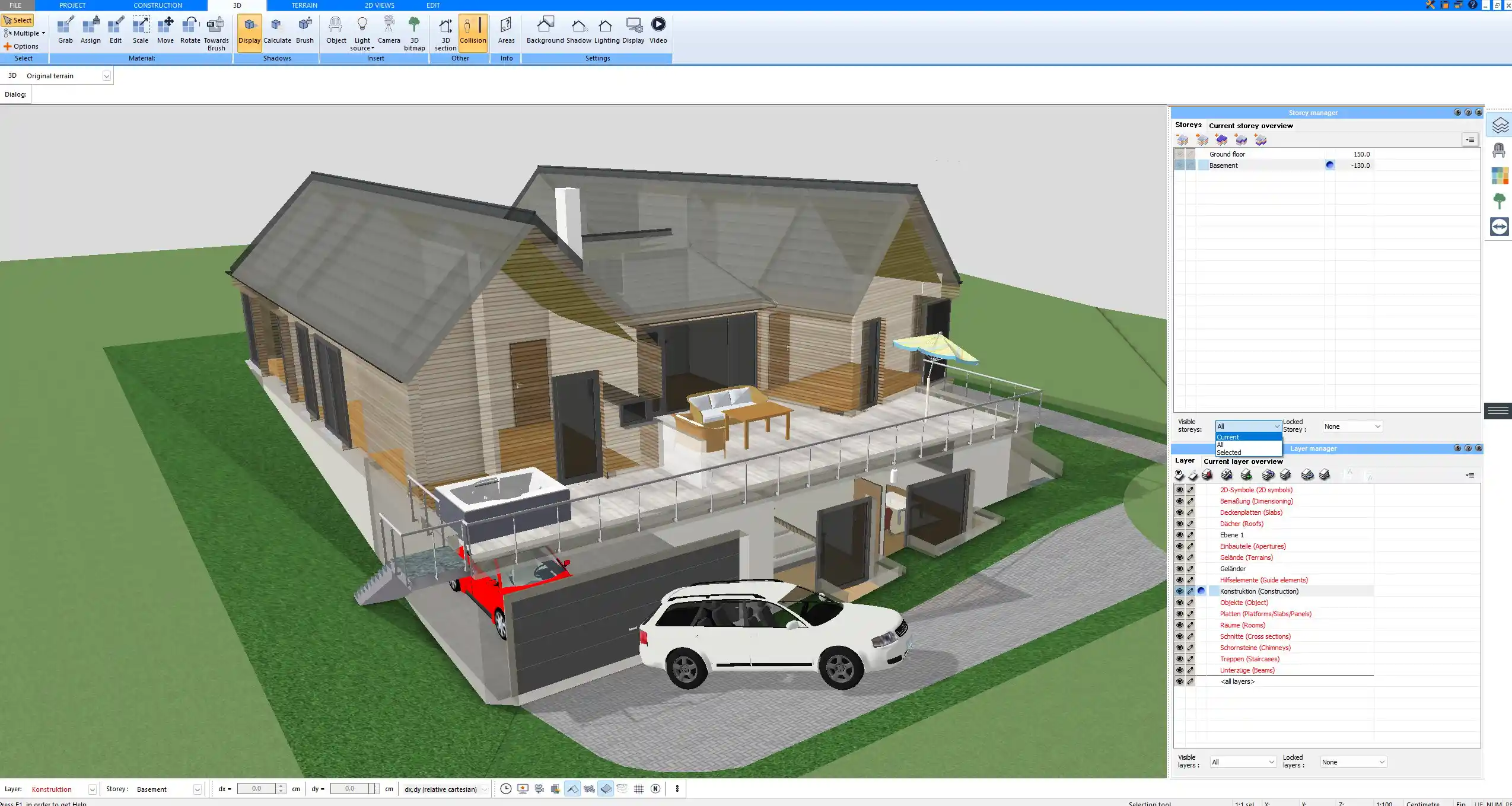 3D visualization in Plan7Architect demonstrating how 2D plans translate into a realistic model