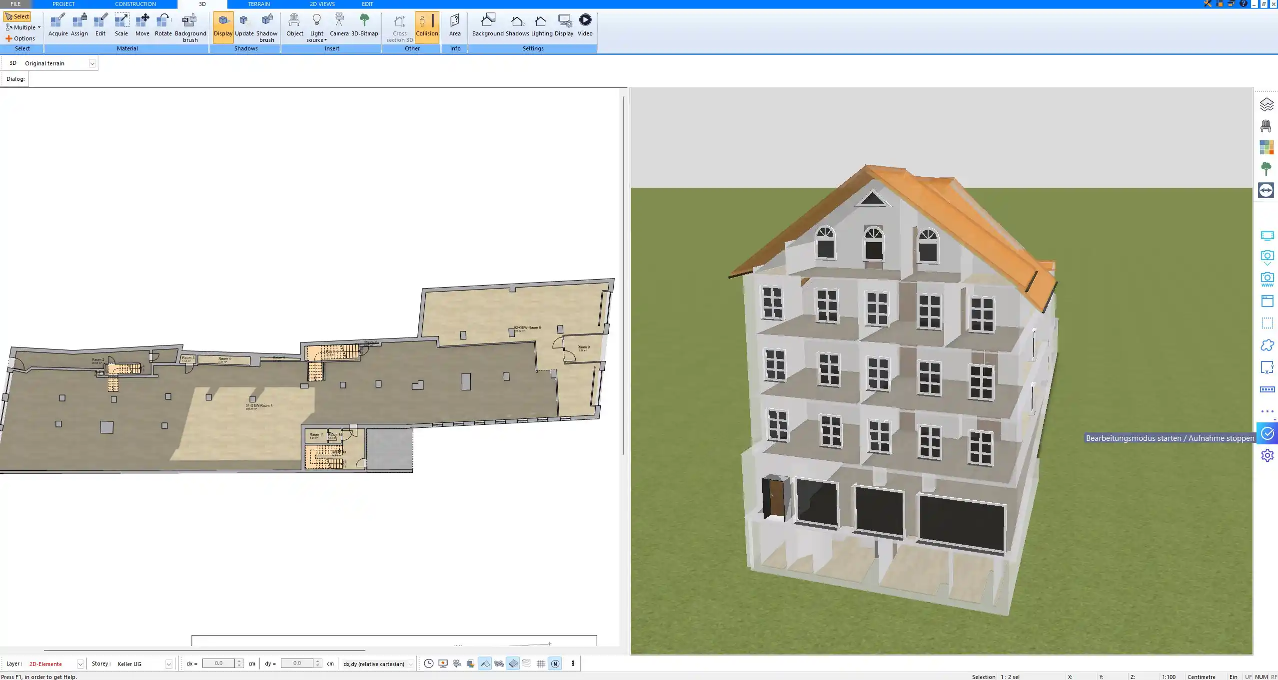 3D visualization of a building project designed with Plan7Architect
