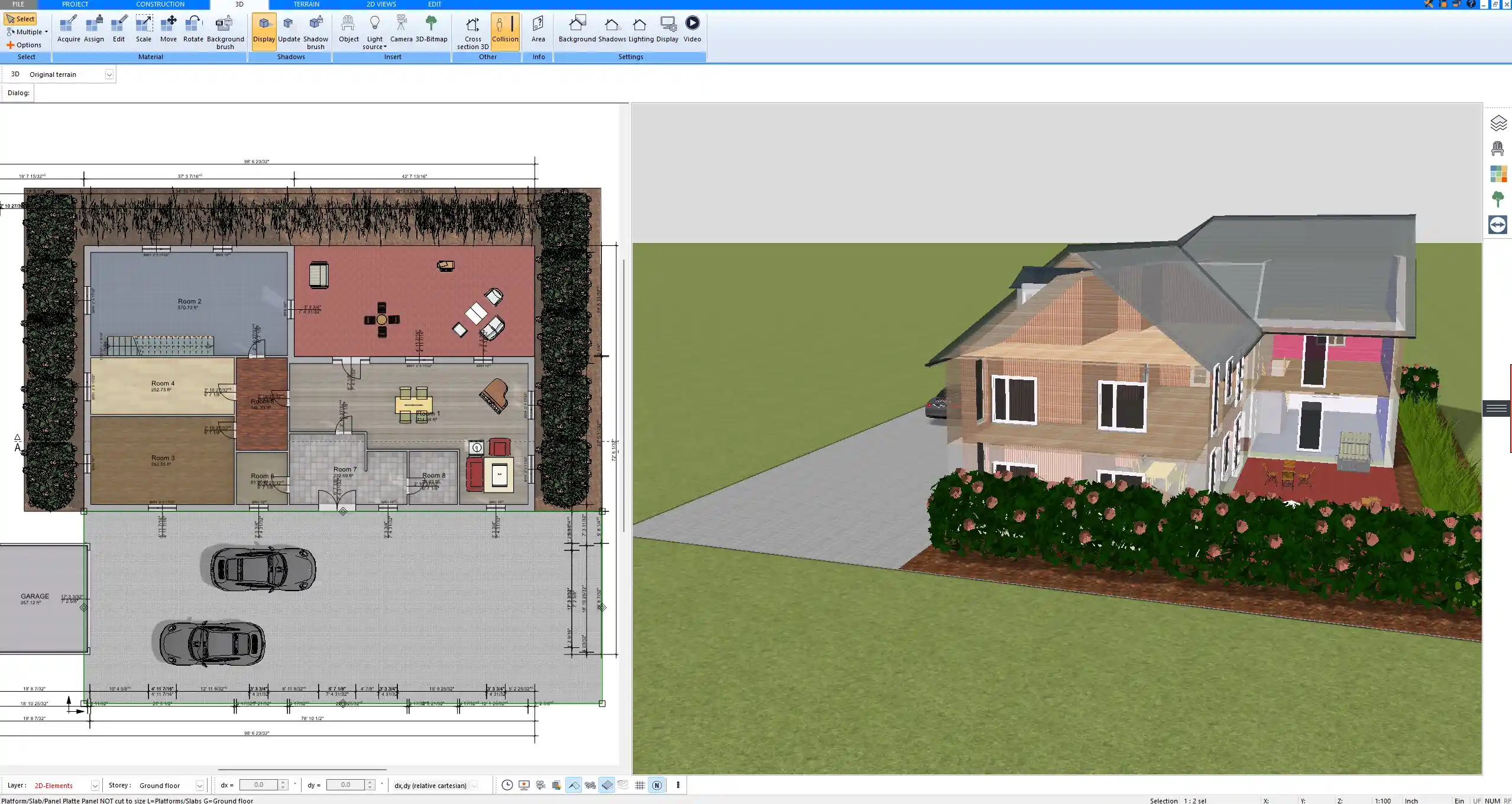 3D visualization of a compact guest WC designed in Plan7Architect.