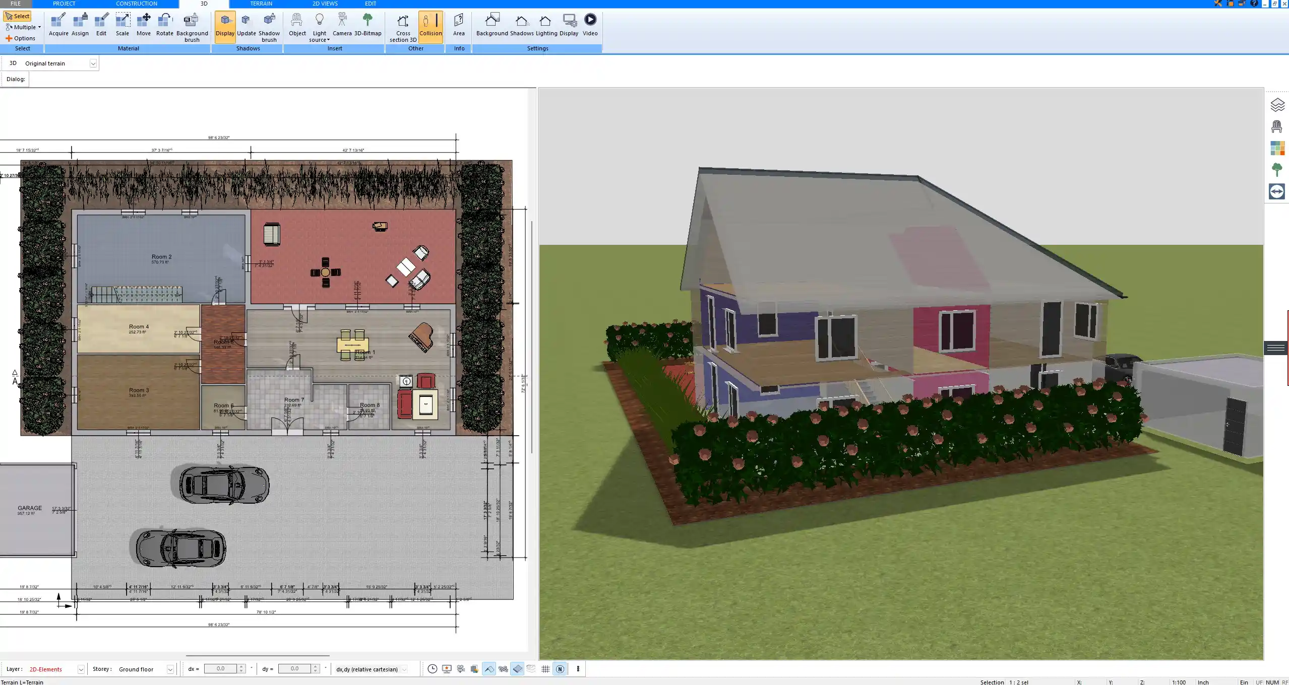 3D visualization of a house design generated in Plan7Architect