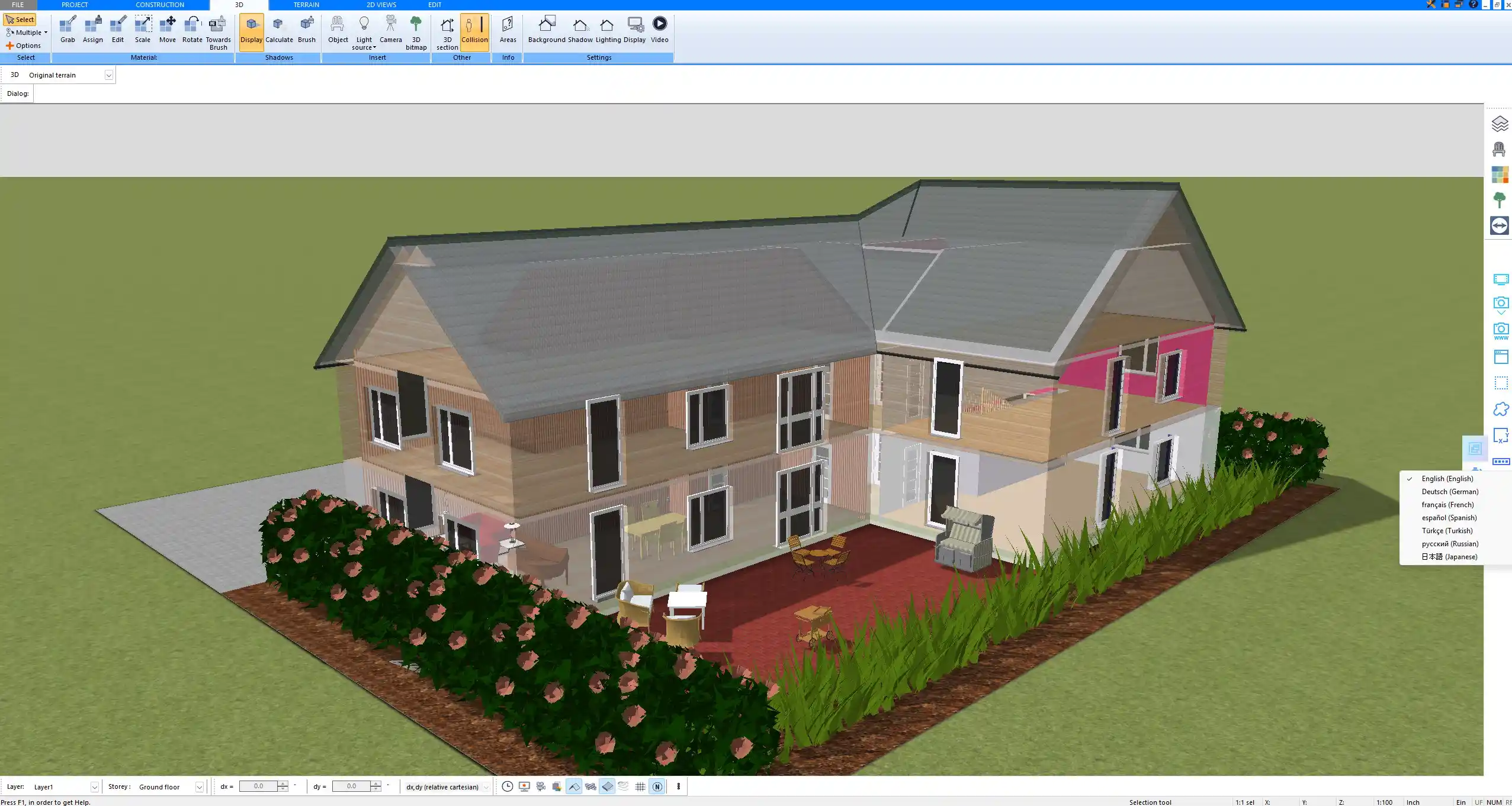 3D visualization of an architectural design created with Plan7Architect